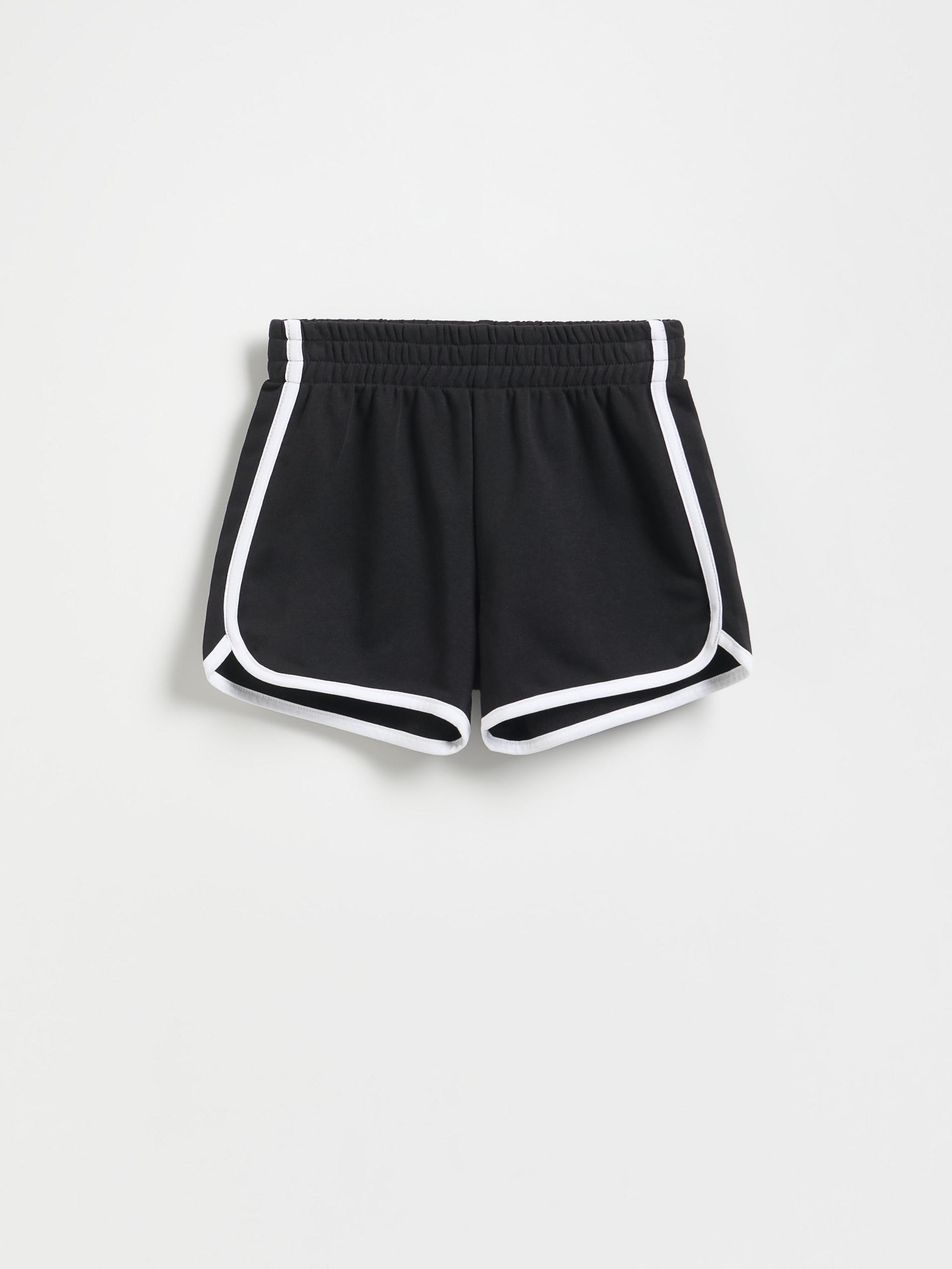 Black Sweat Shorts With Side Stripes, Black, medium