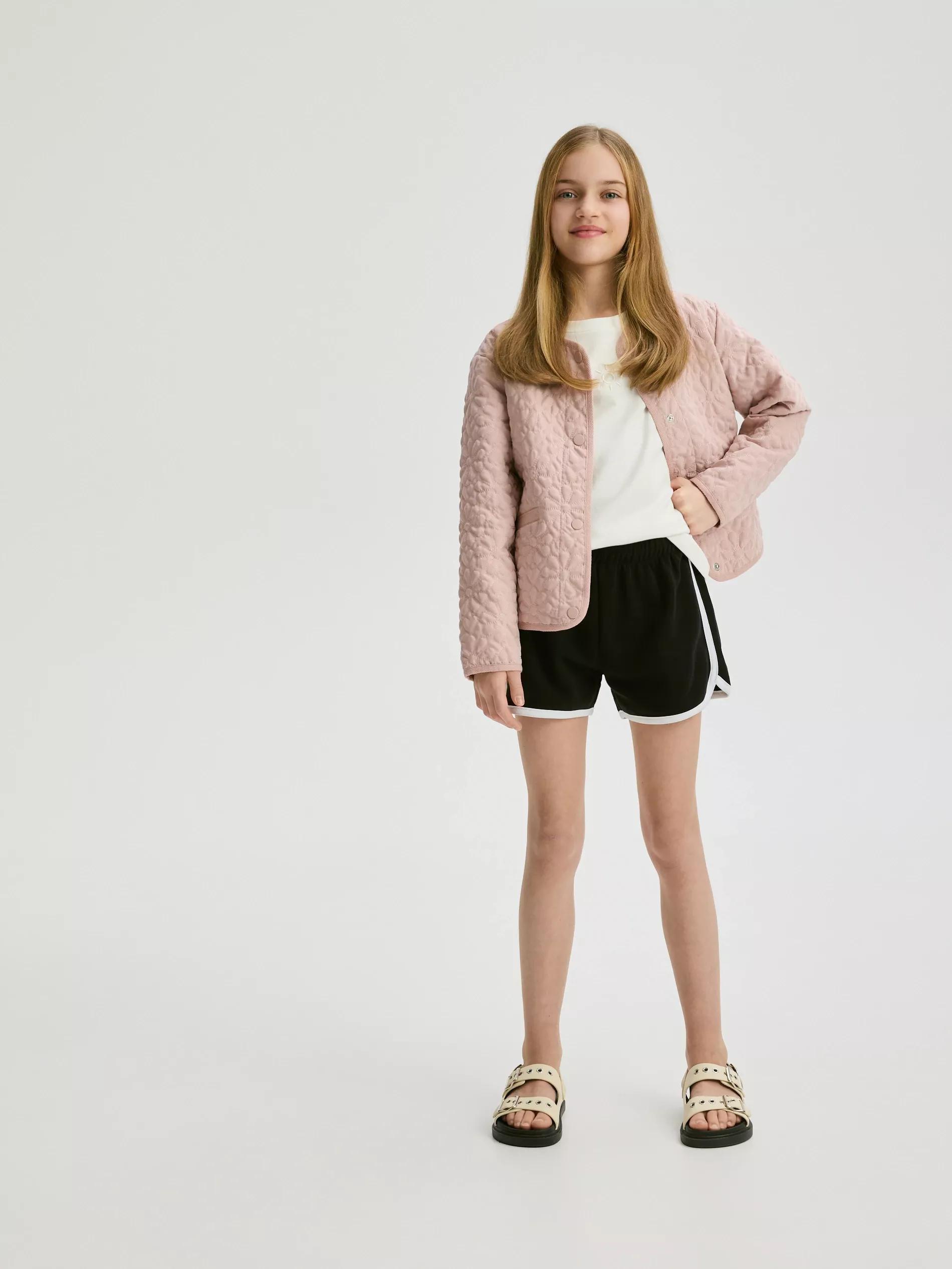 Black Sweat Shorts With Side Stripes, Black, medium