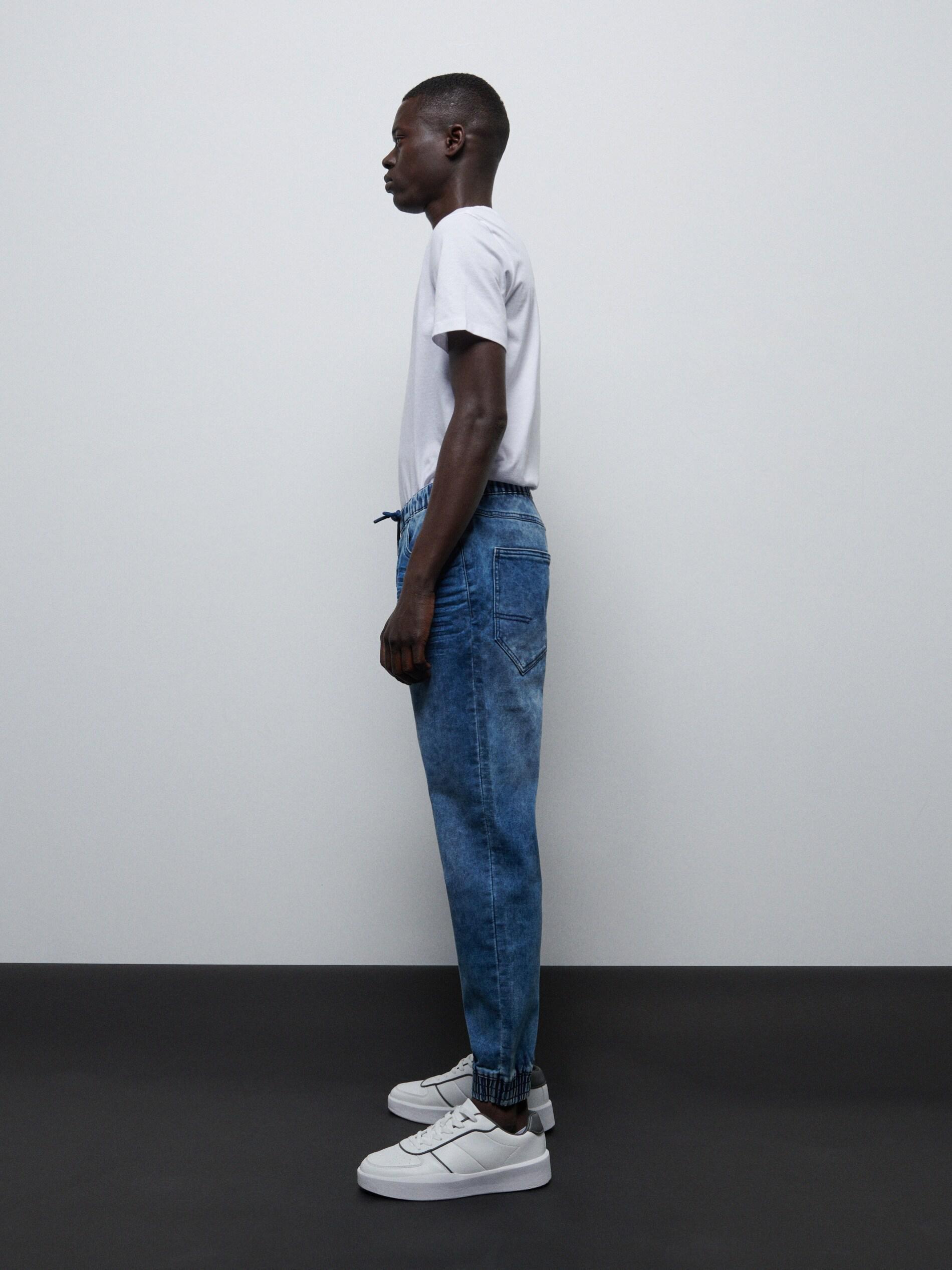Navy Elastic jogger jeans, , large image number 1