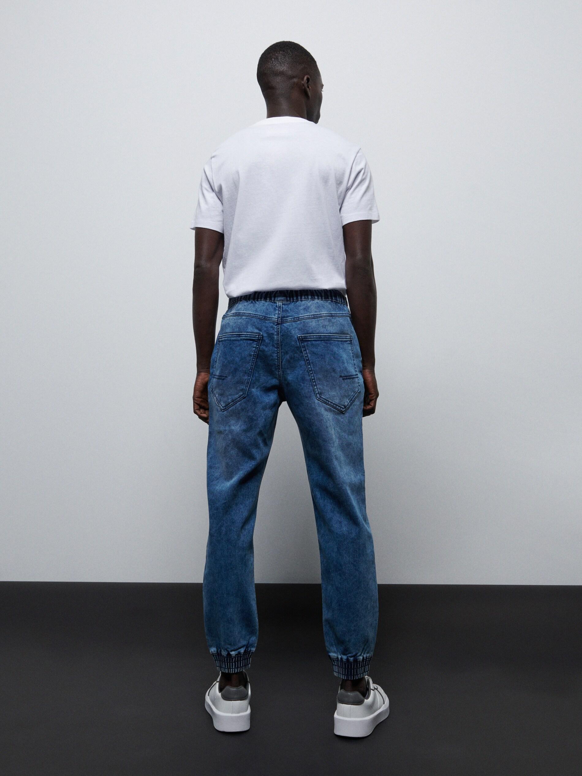 Navy Elastic jogger jeans, , large image number 2