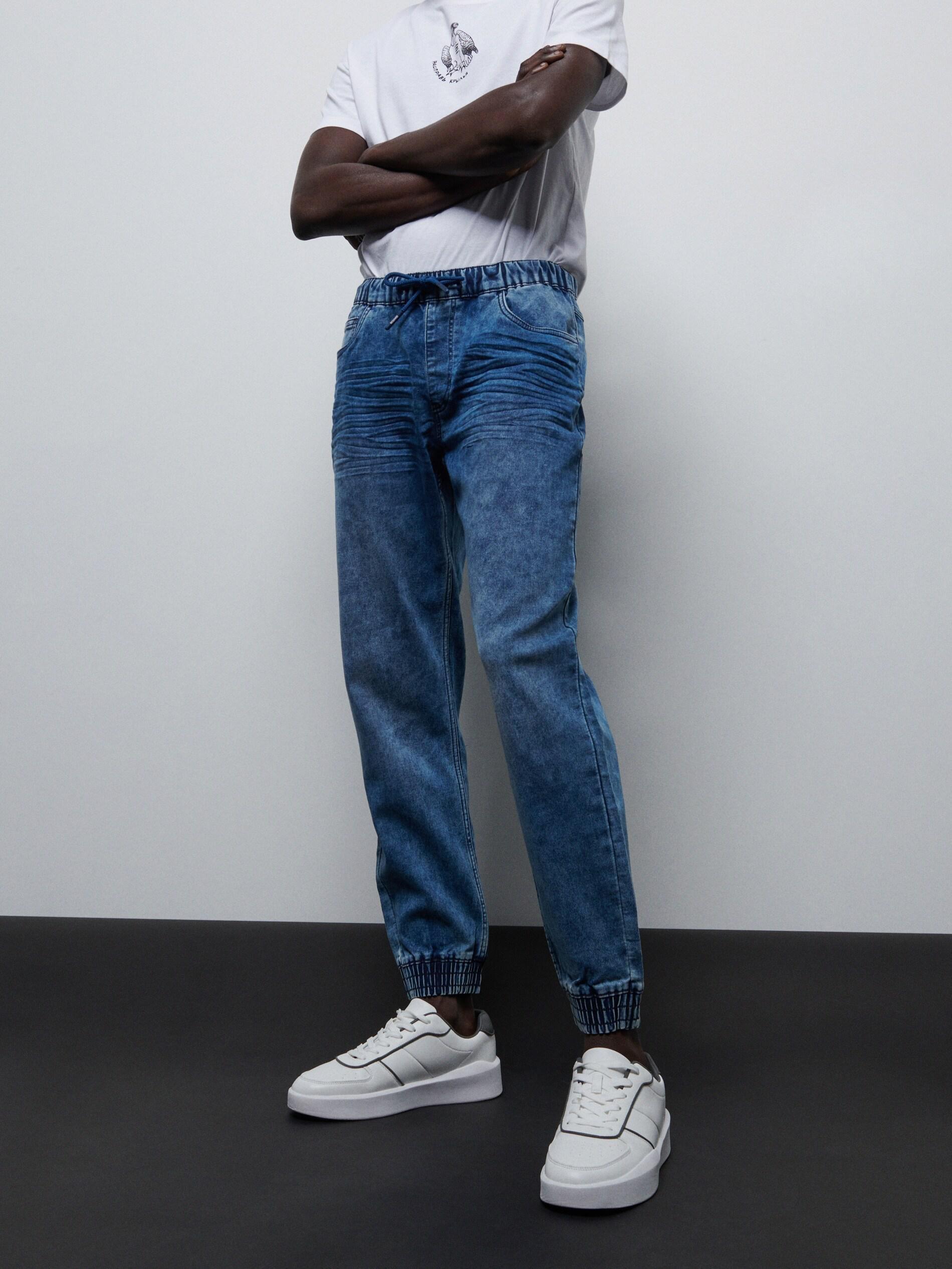 Navy Elastic jogger jeans, , large image number 3