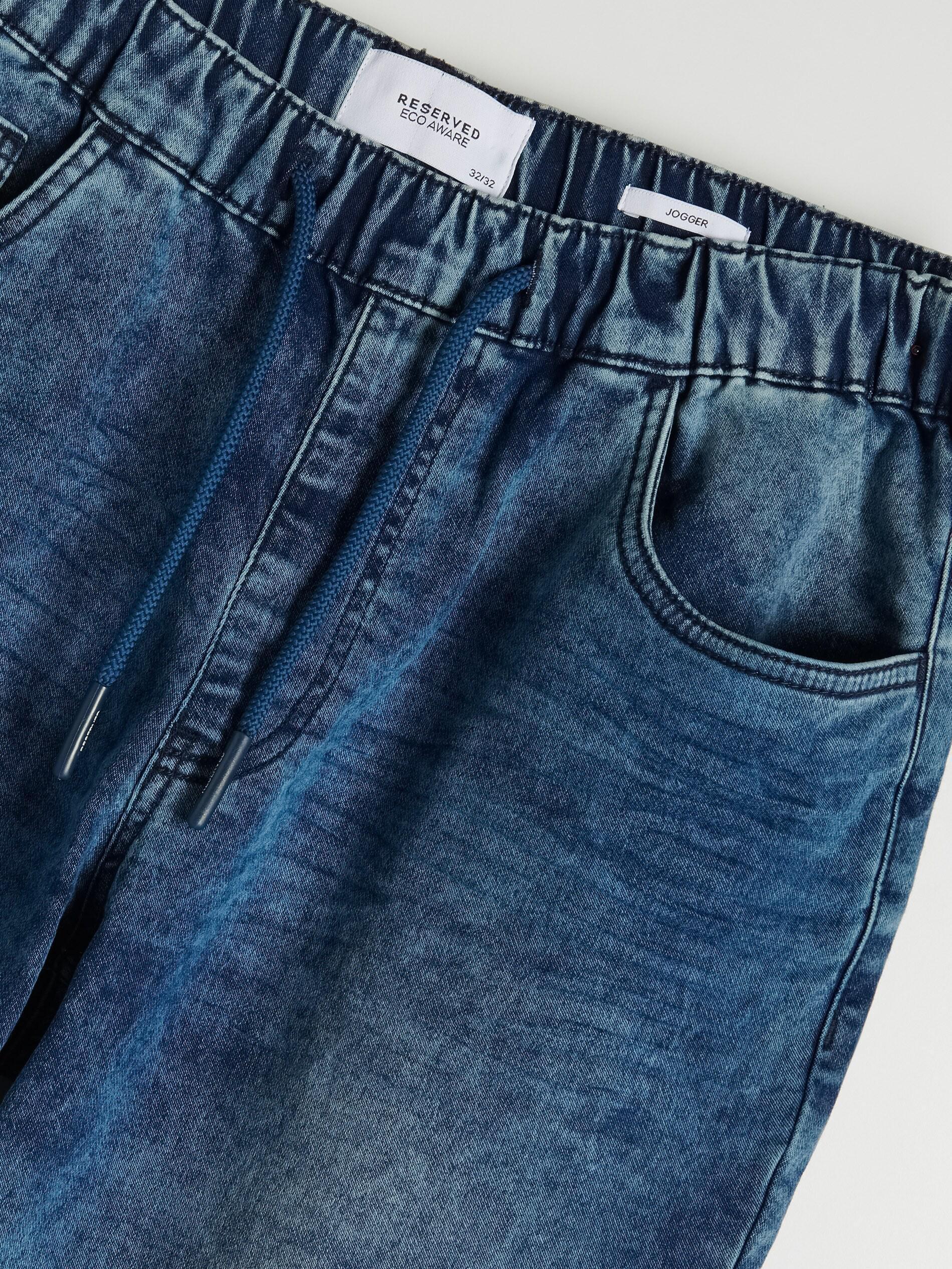 Navy Elastic jogger jeans, , large image number 5