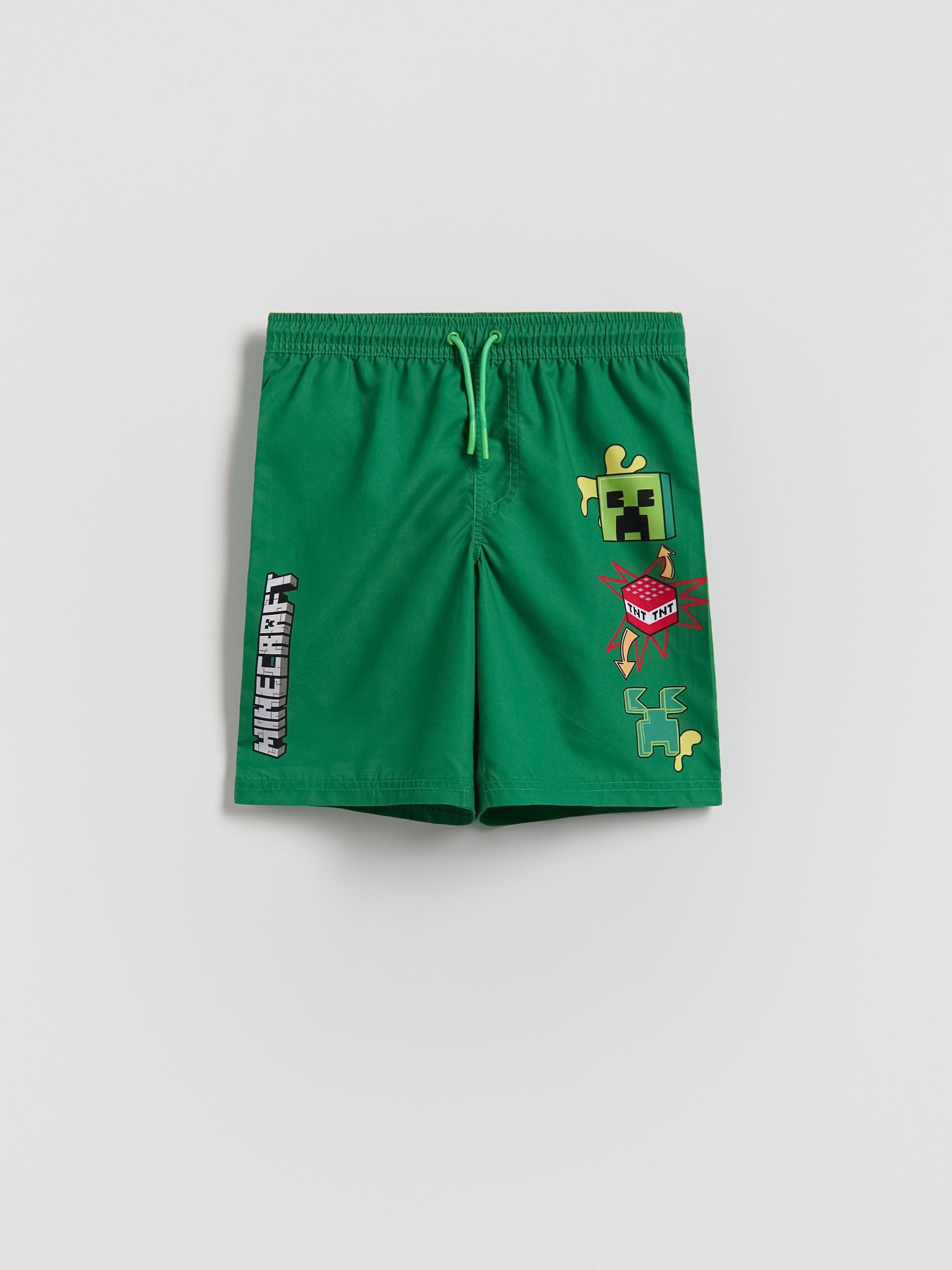 Green Minecraft Swim Shorts, Khaki, large image number 0
