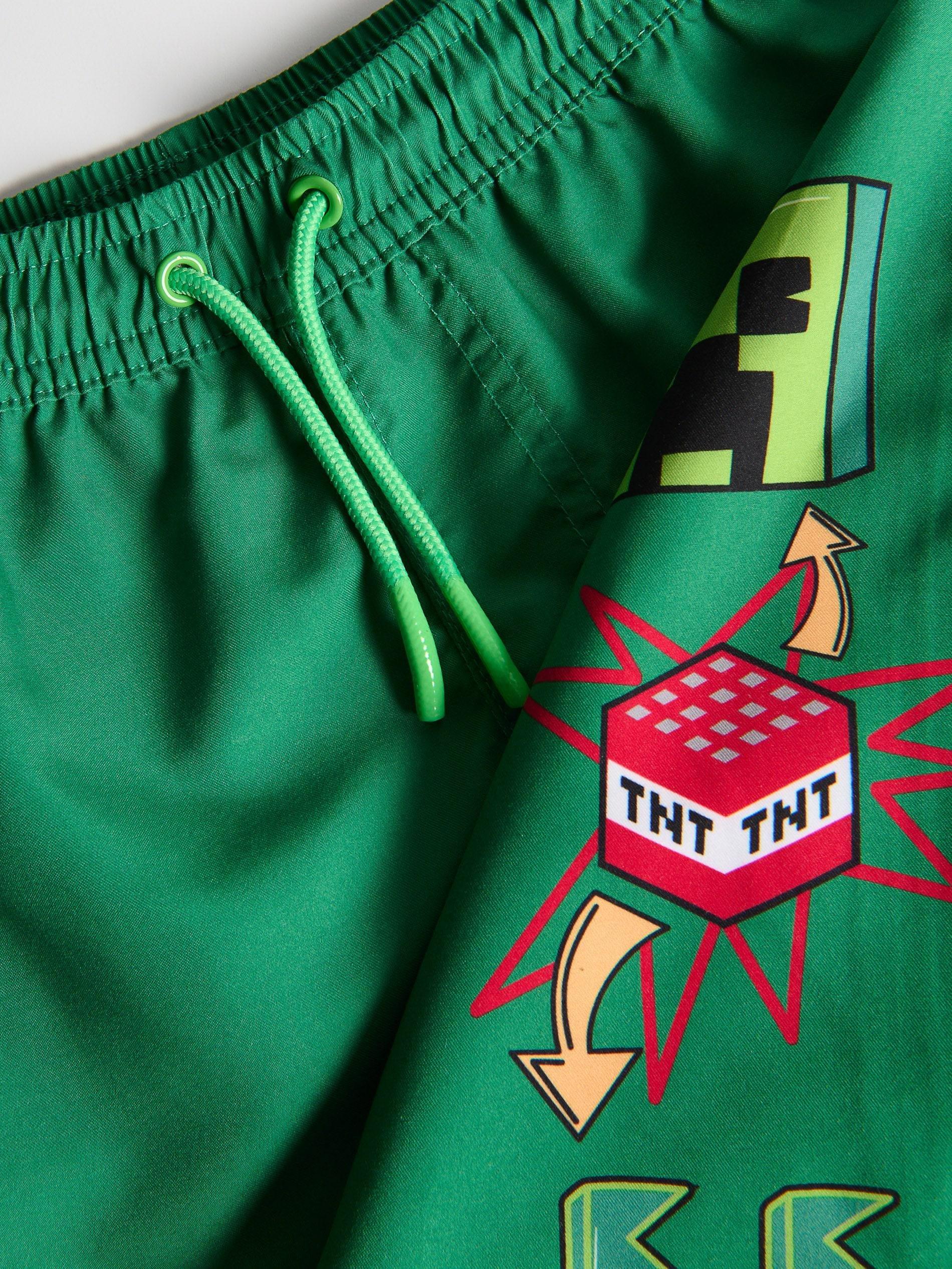 Green Minecraft Swim Shorts, Khaki, large image number 1