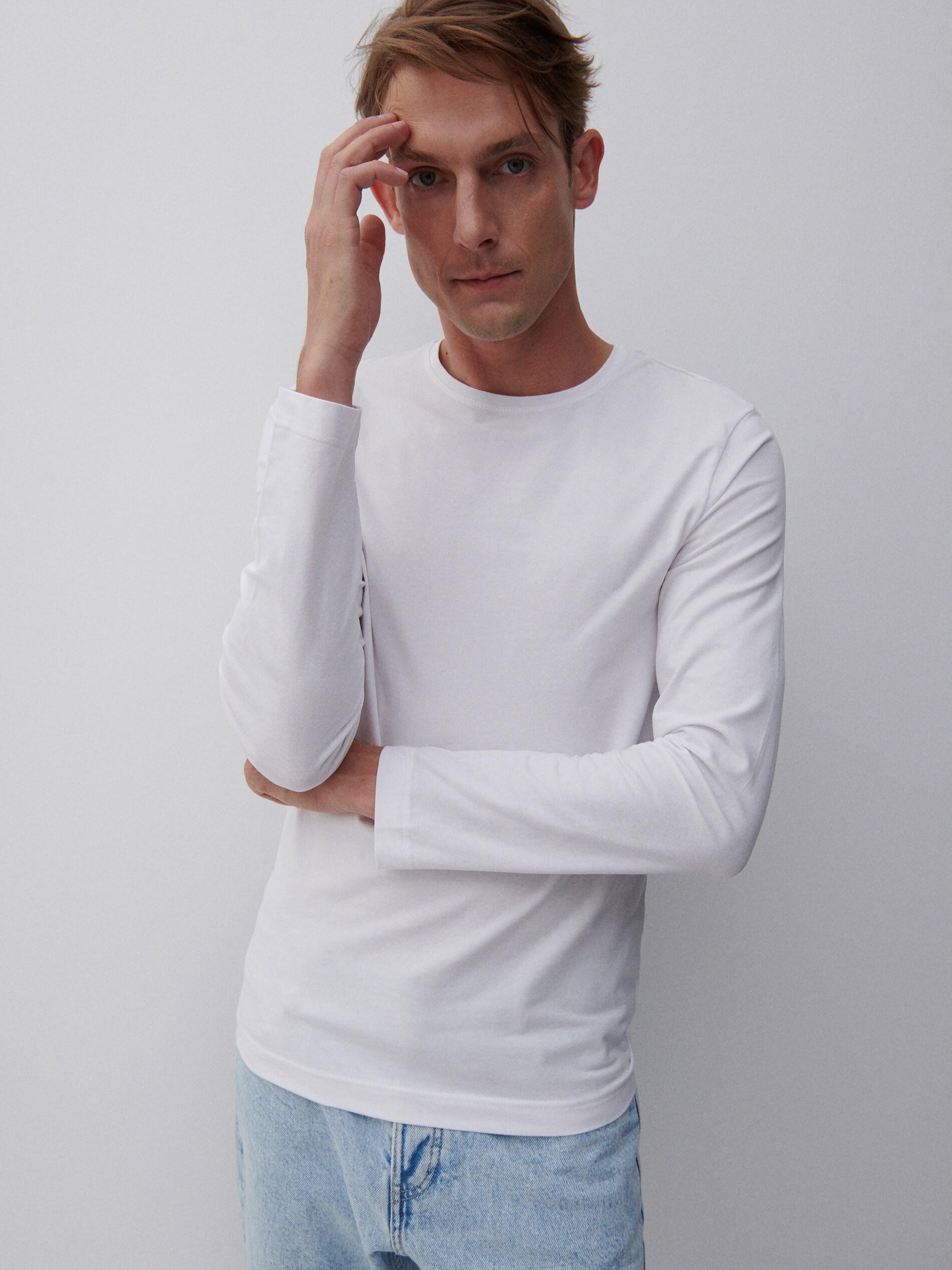 White Basic Long-Sleeved Blouse, , large image number 3