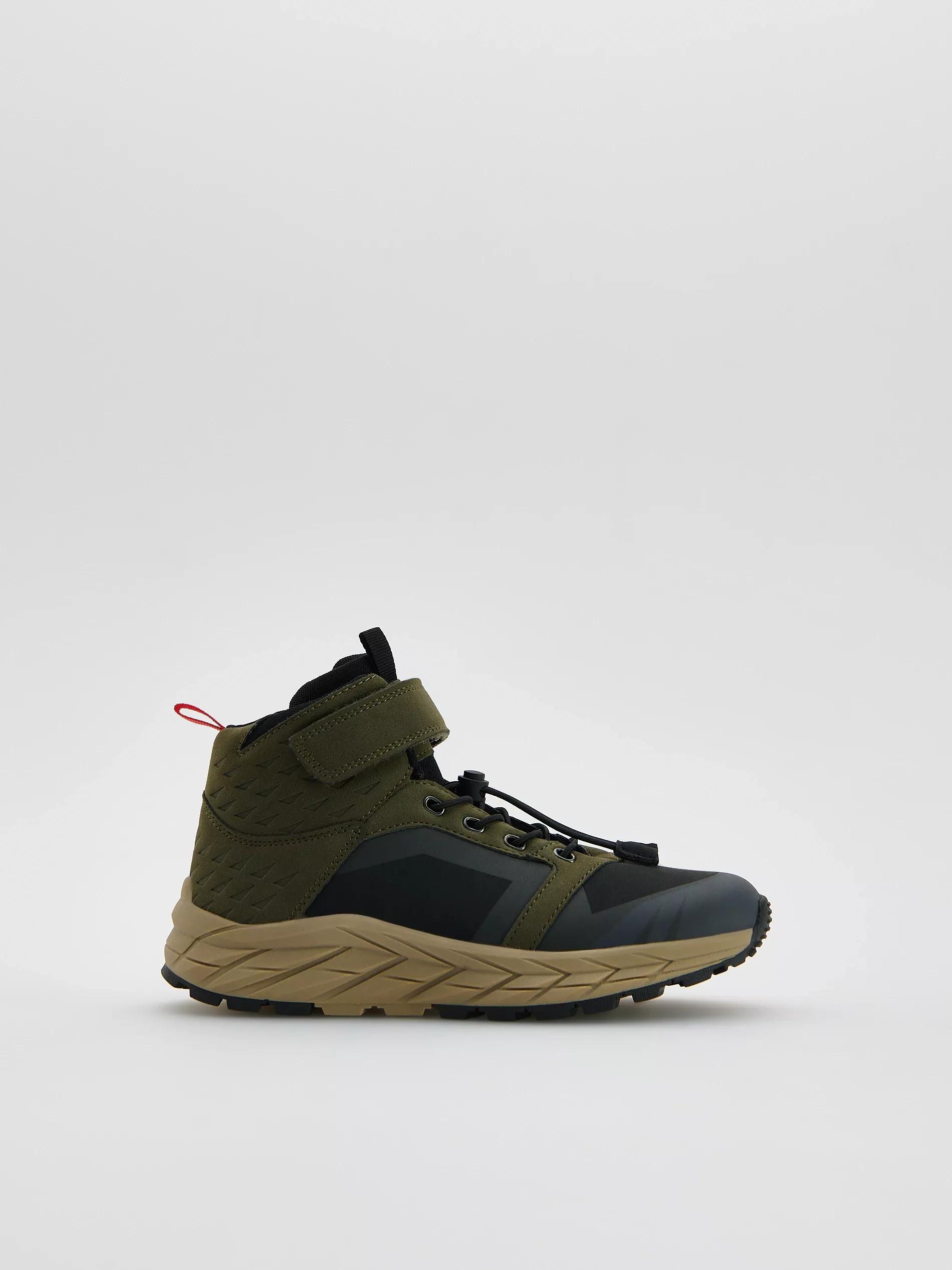 Green Ankle-High Sports Shoes, Kids Boys, Khaki, large image number 0