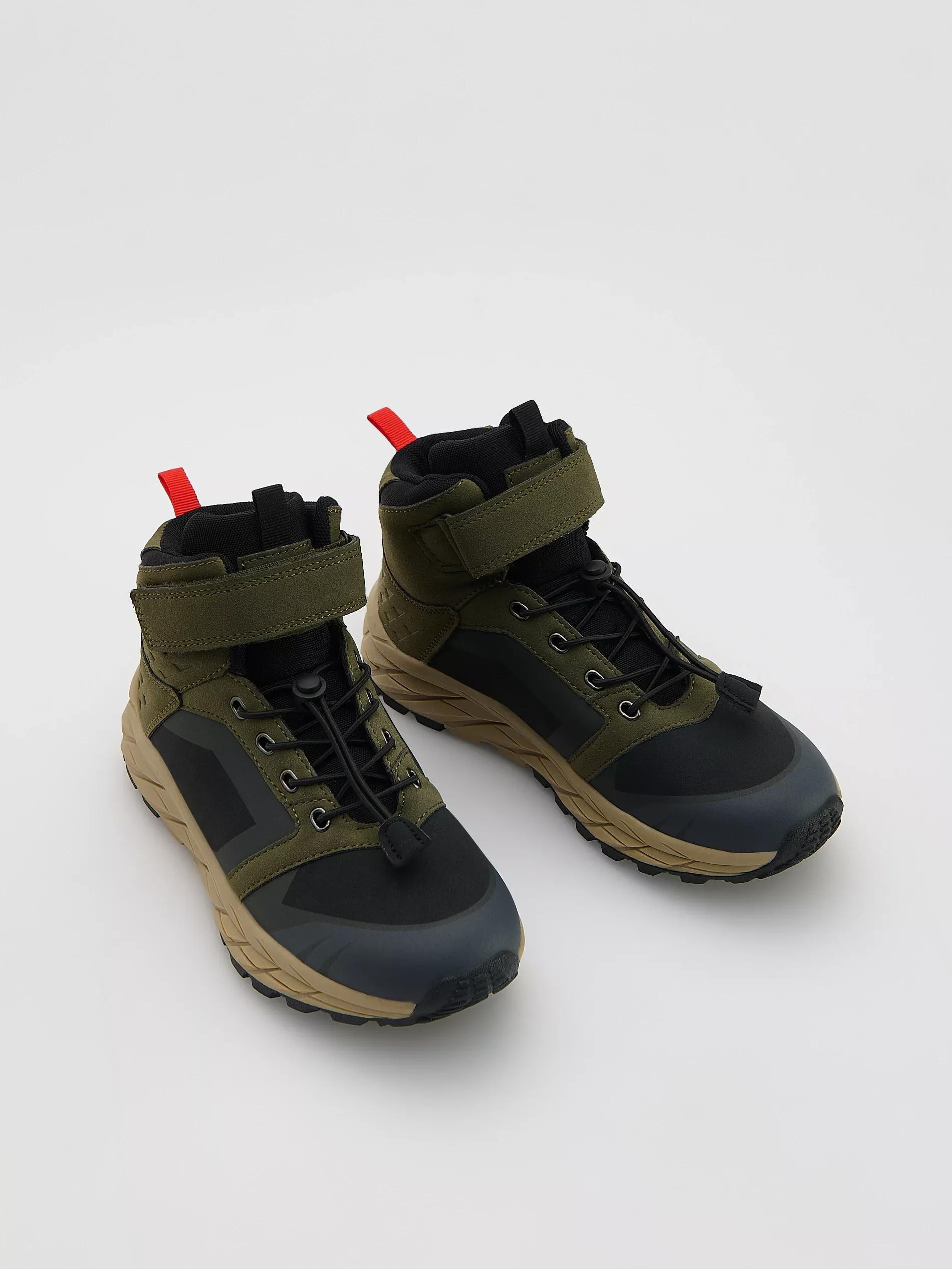 Green Ankle-High Sports Shoes, Kids Boys, Khaki, large image number 1
