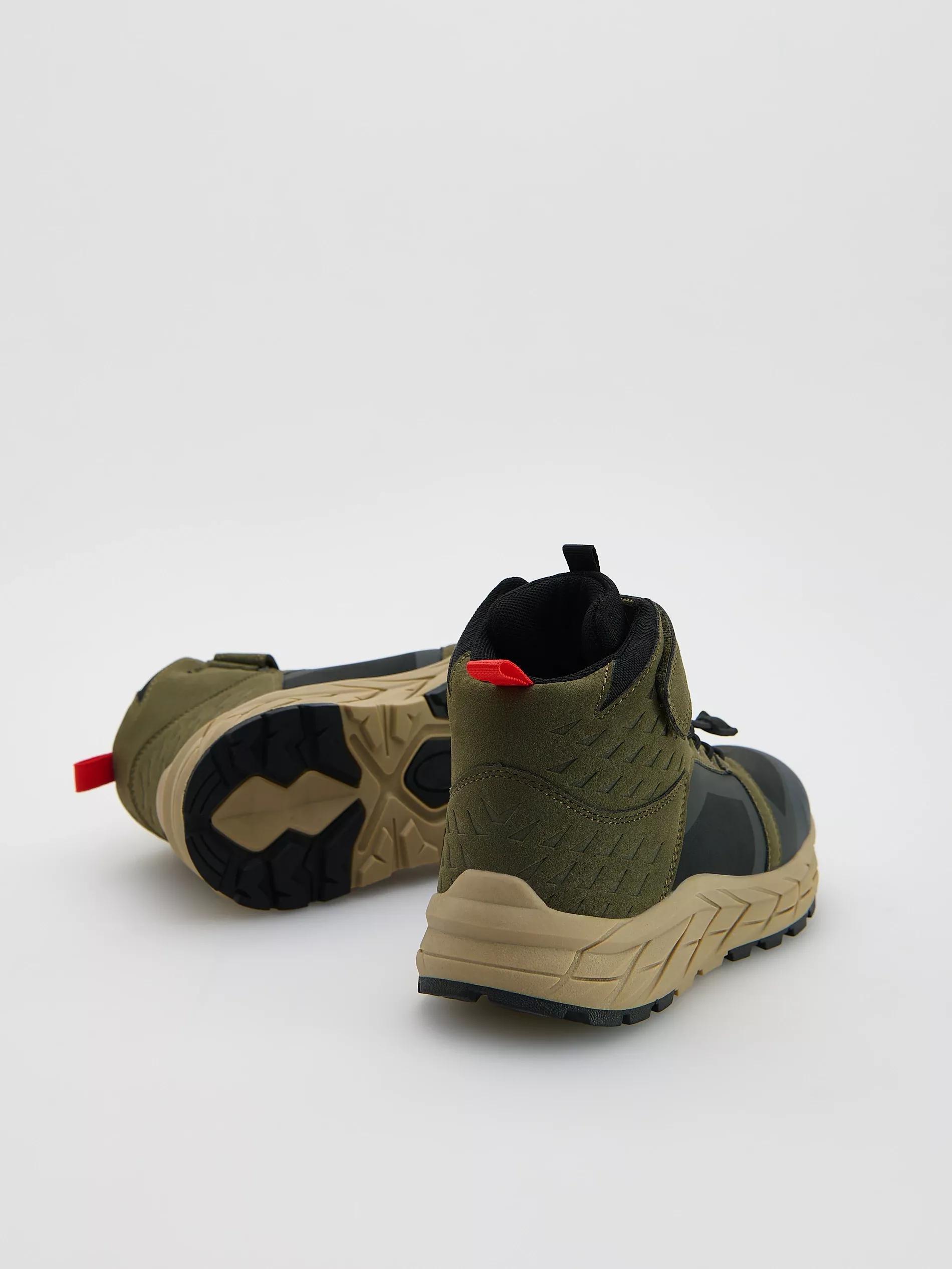 Green Ankle-High Sports Shoes, Kids Boys, Khaki, large image number 2