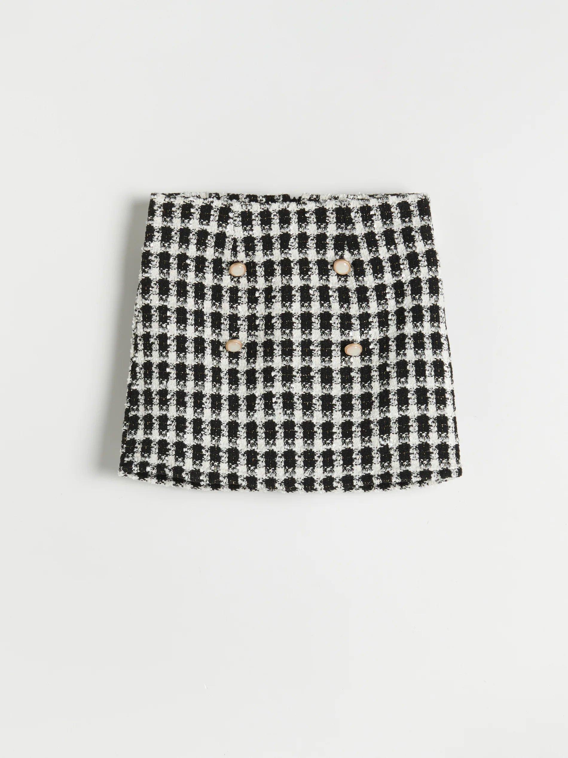 Black Checked Miniskirt, Kids Girl, , large image number 2
