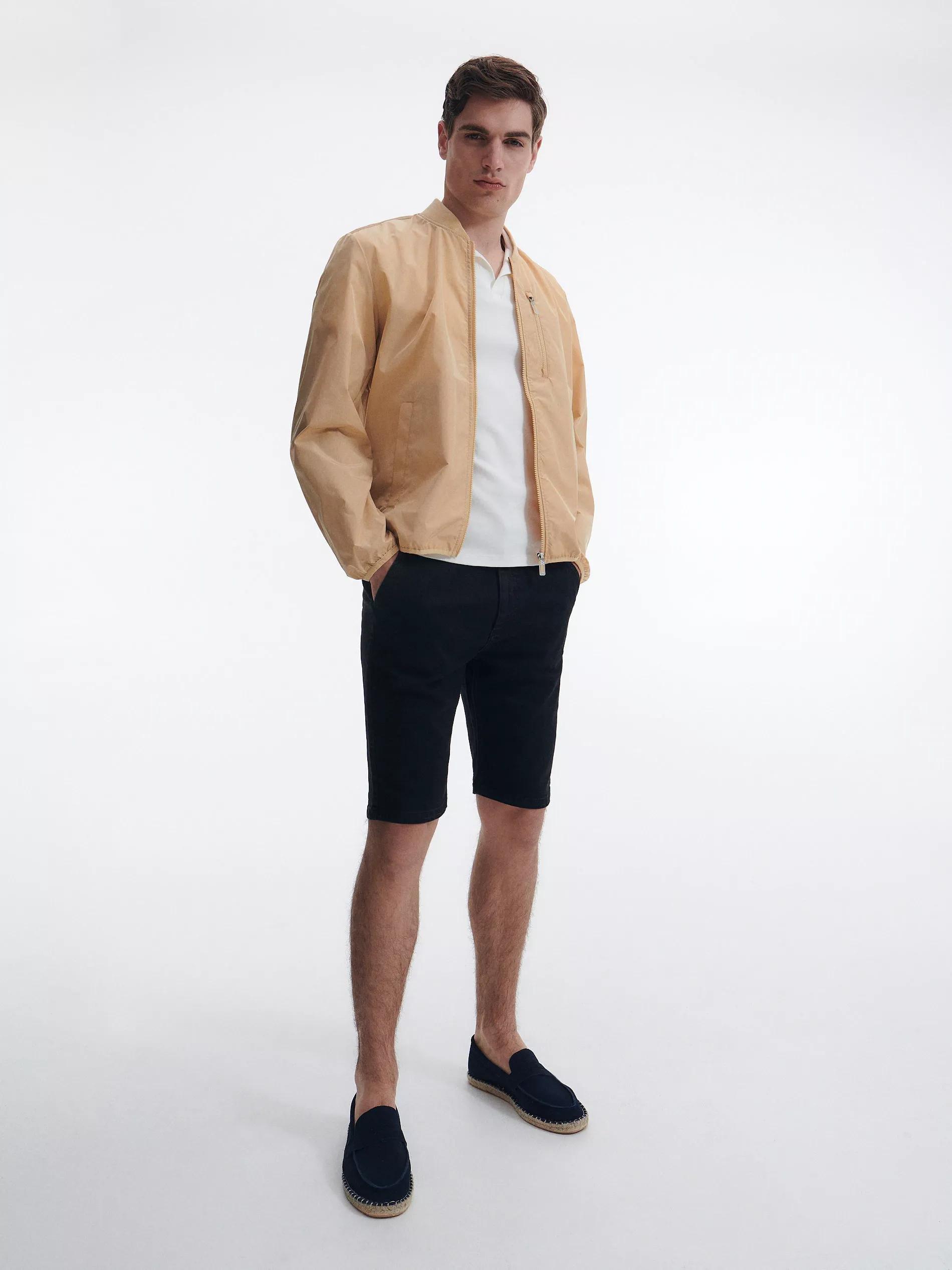 Black Denim Chino Shorts, , large image number 0