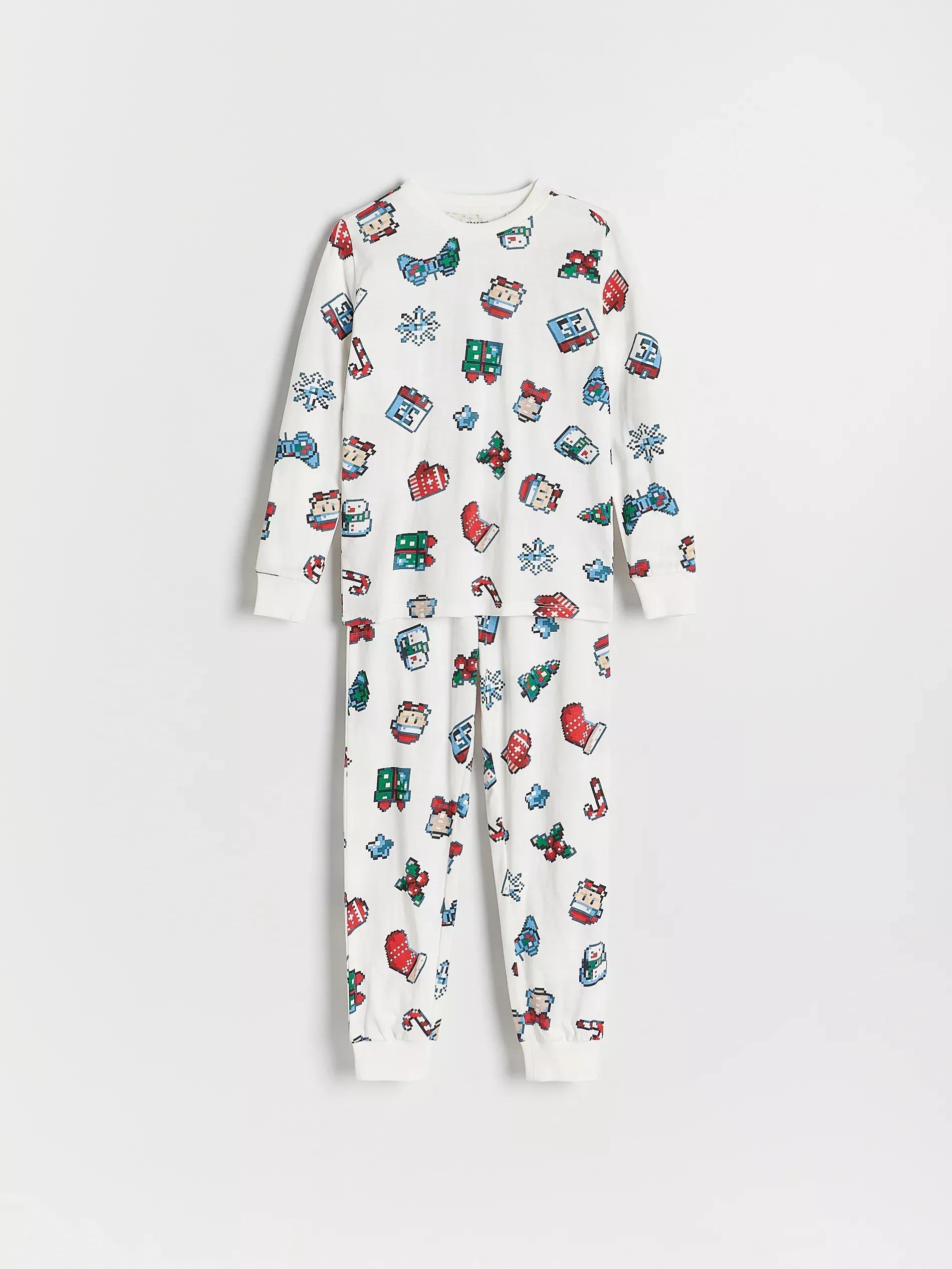 Cream Pyjama Set For Christmas With Print, , large image number 0
