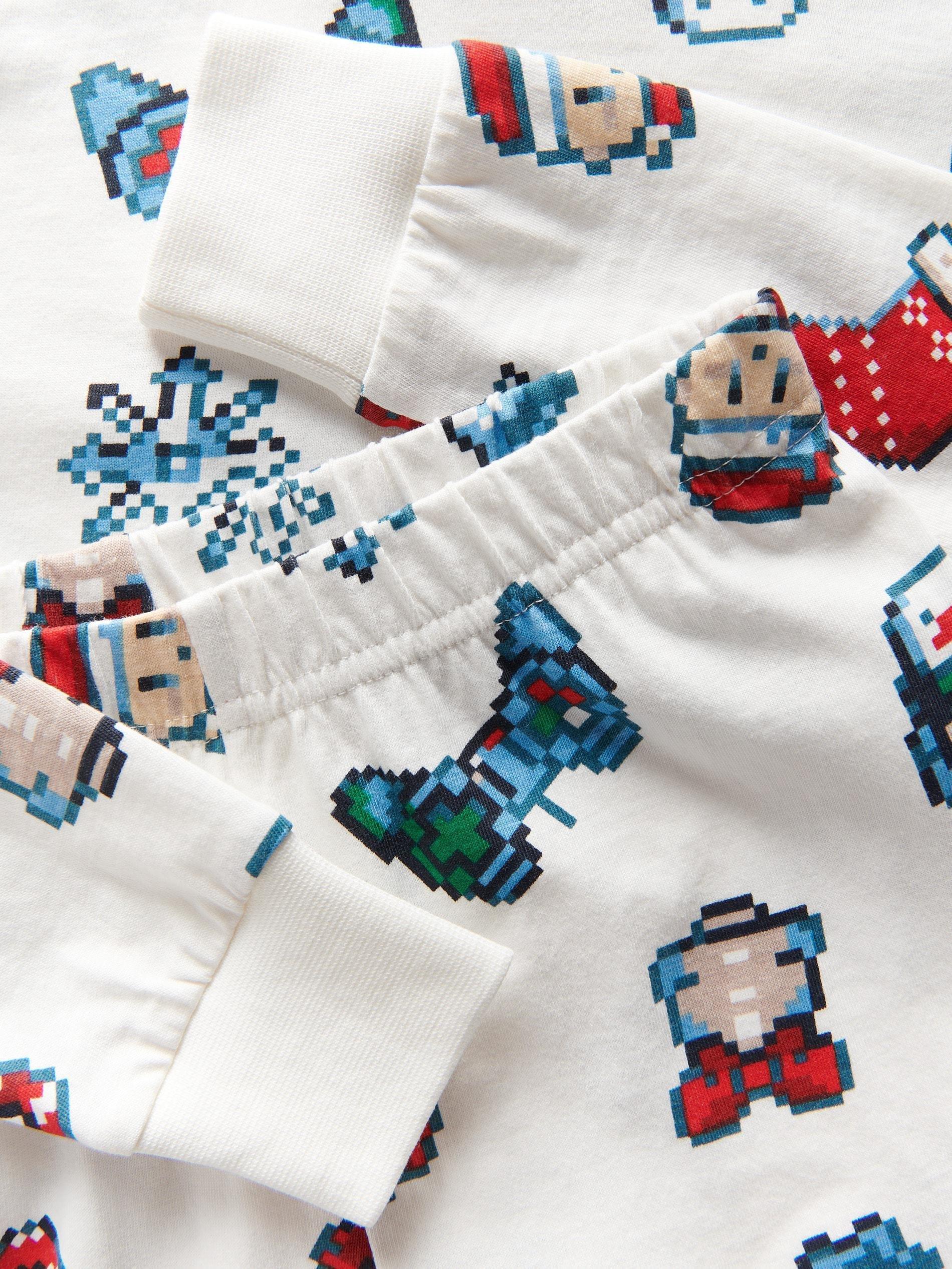 Cream Pyjama Set For Christmas With Print, , large image number 1