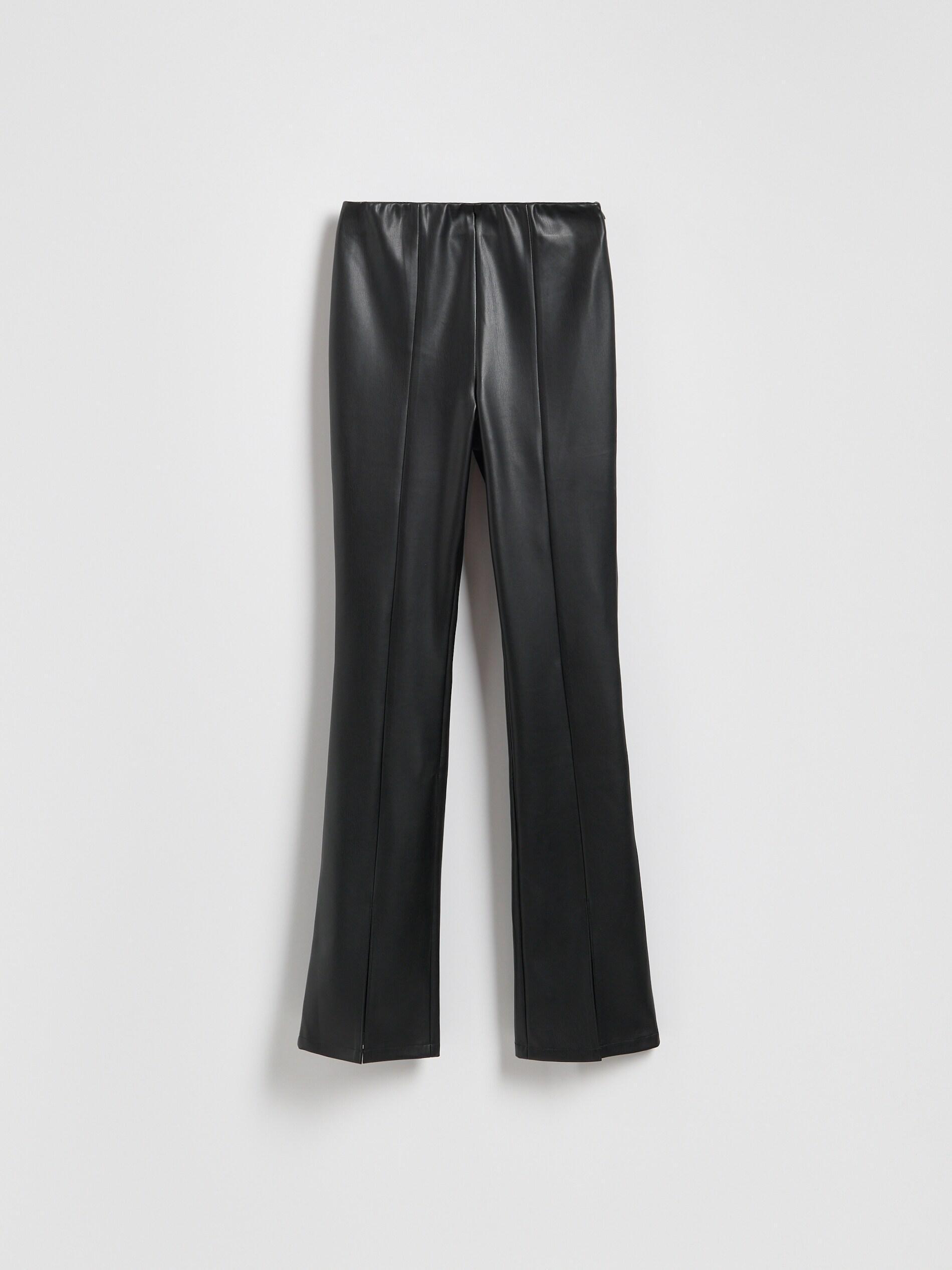 Black Faux Leather Trousers, Black, large image number 3