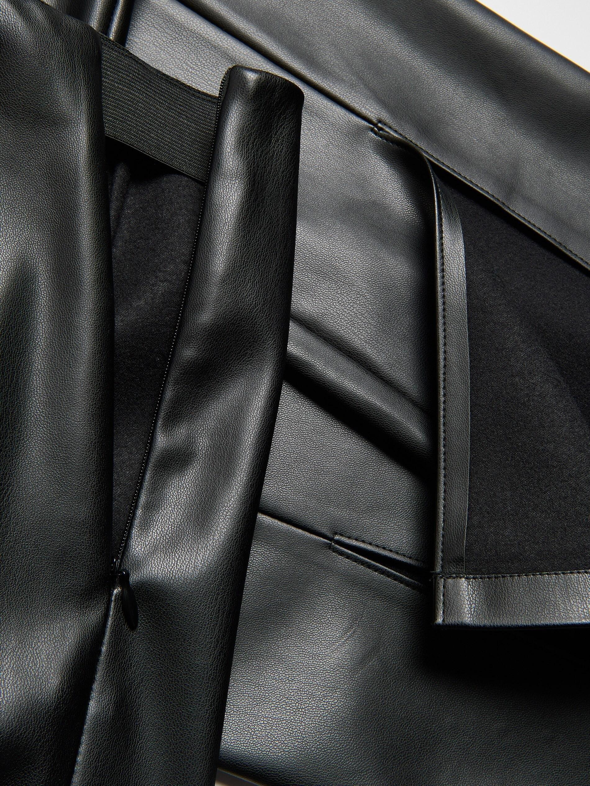 Black Faux Leather Trousers, Black, large image number 4