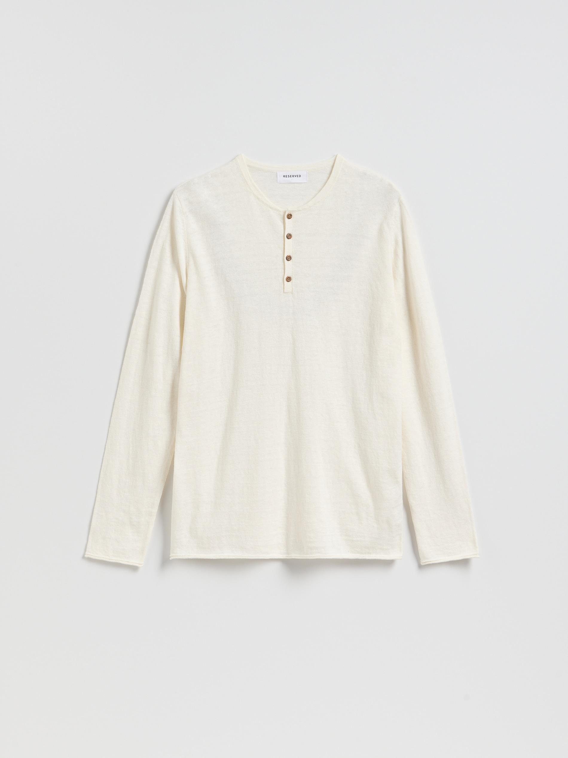 Cream Henley Sweater, Ivory, large image number 0