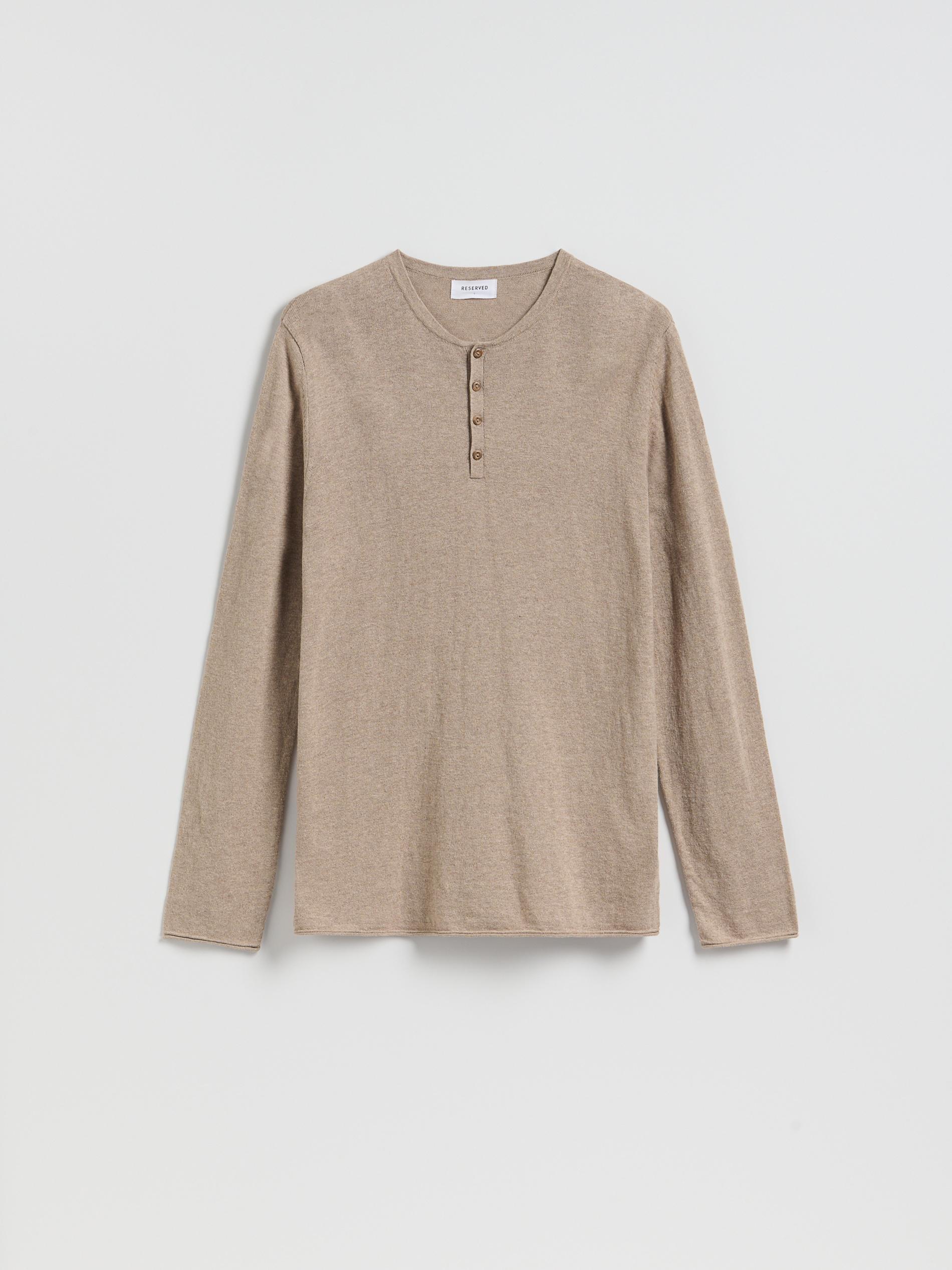 Beige Henley Sweater, Beige, medium