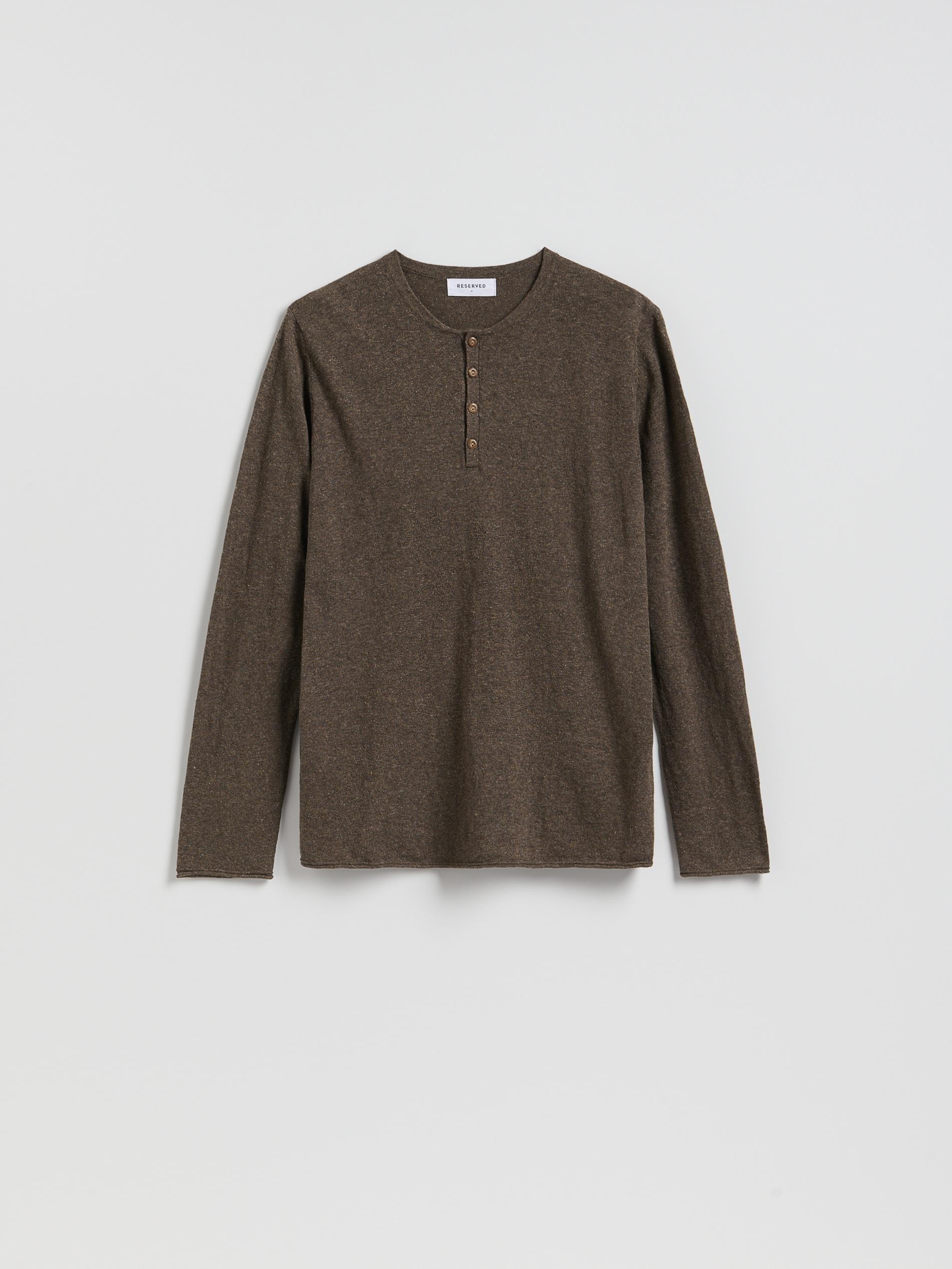 Brown Henley Sweater, 7401_86M, medium