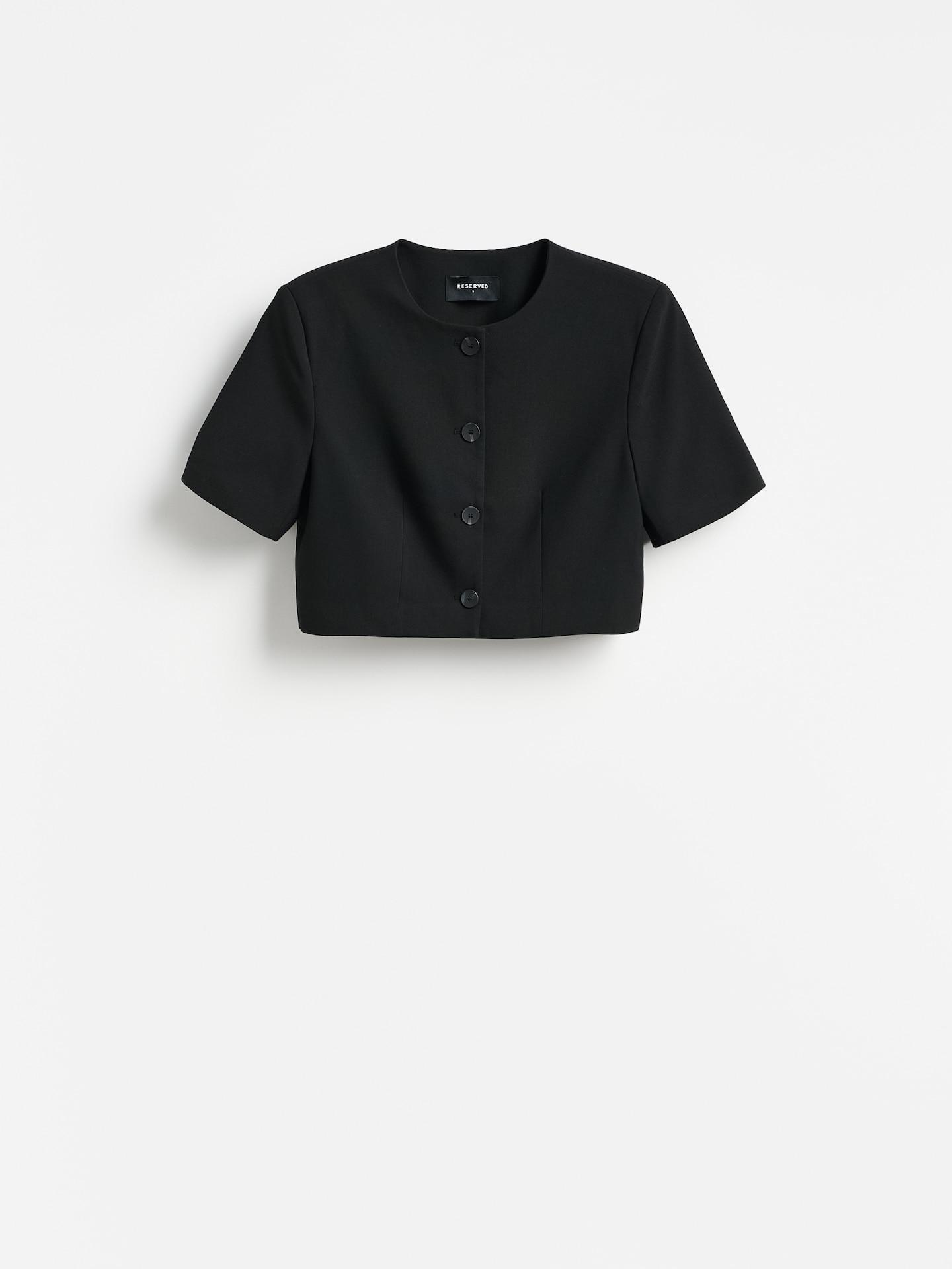 Black Cropped Blazer, Black, large image number 4