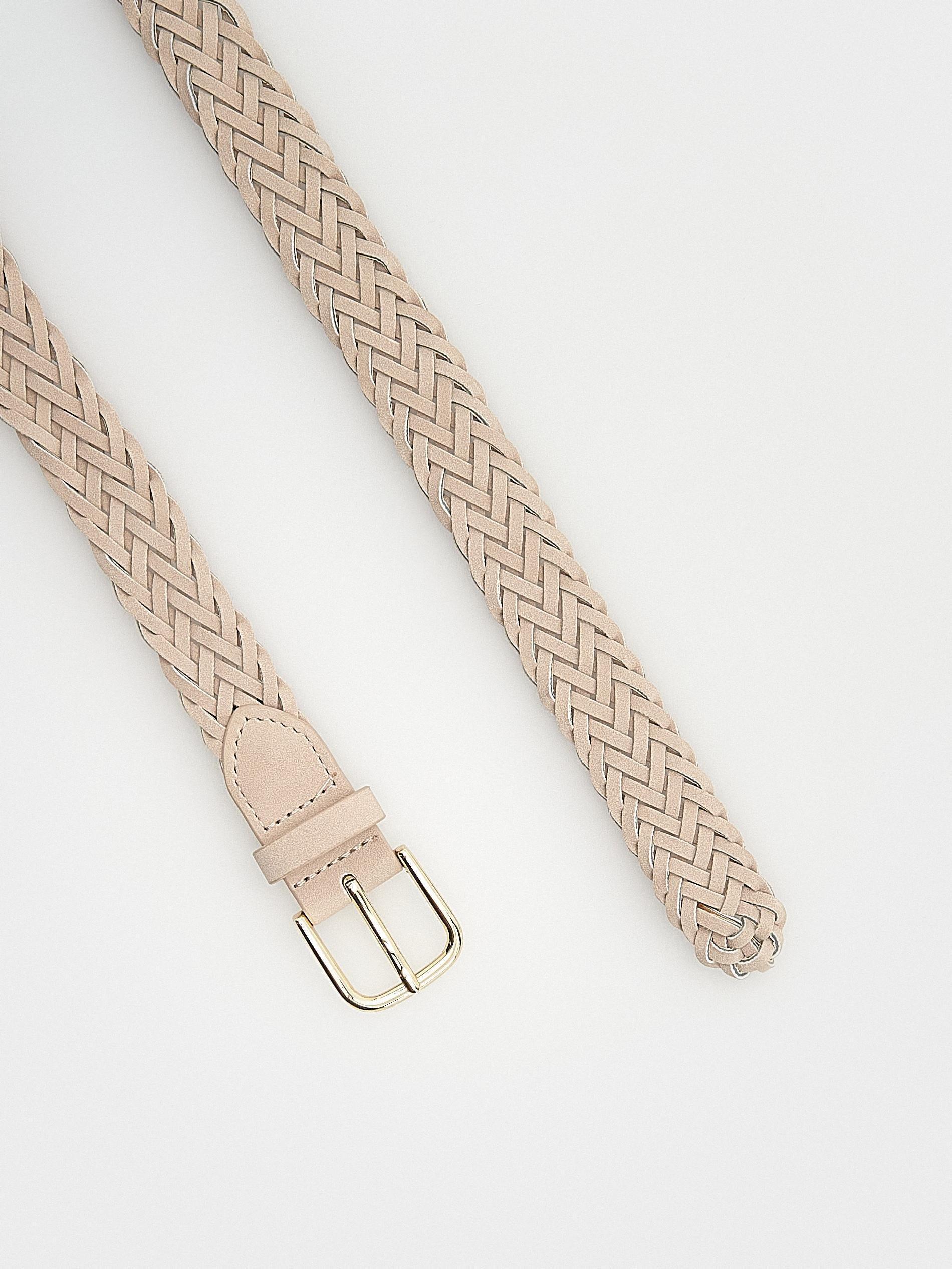 Reserved - Beige Woven Belt With Buckle