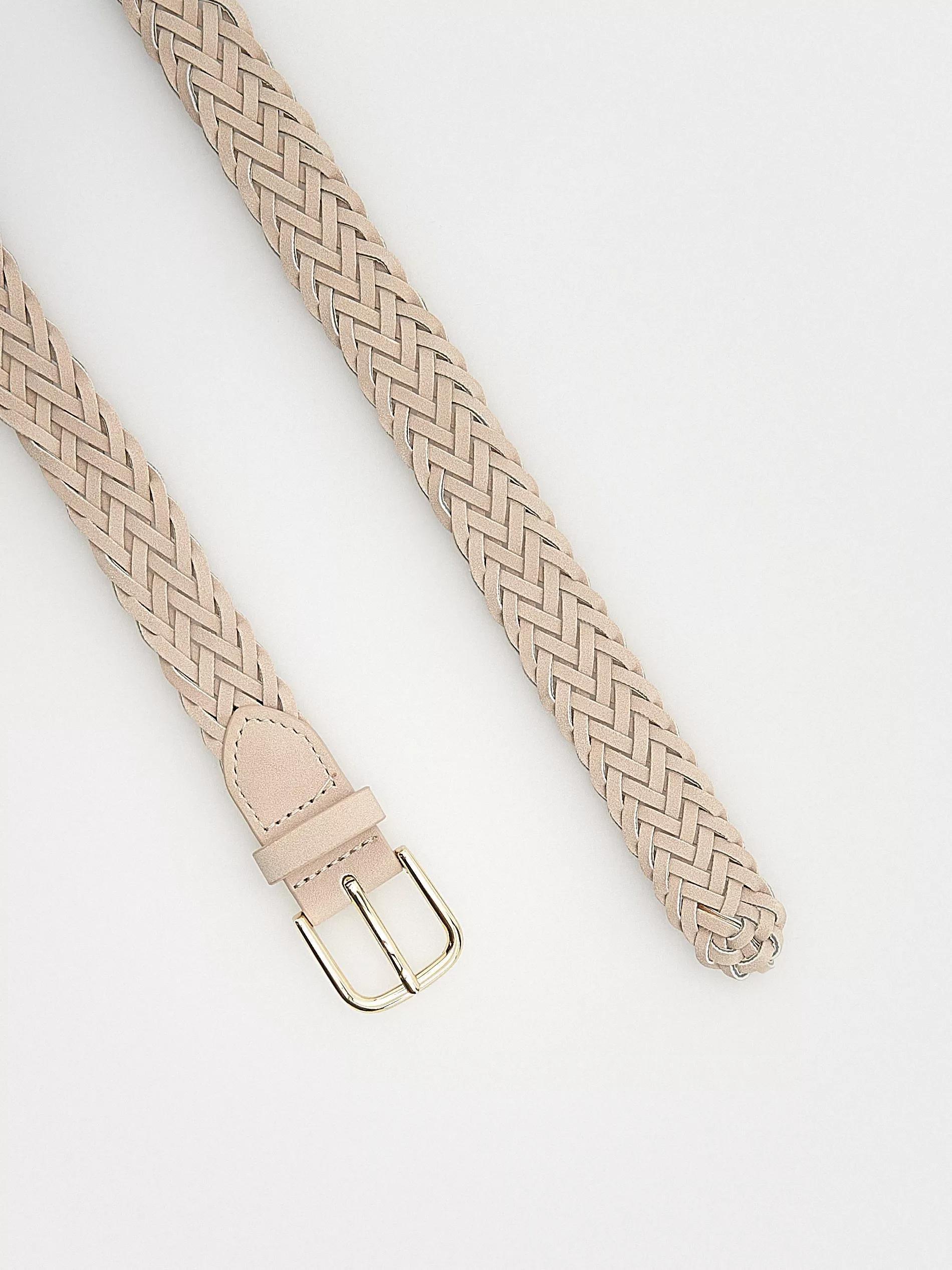 Beige Woven Belt With Buckle, , large image number 2