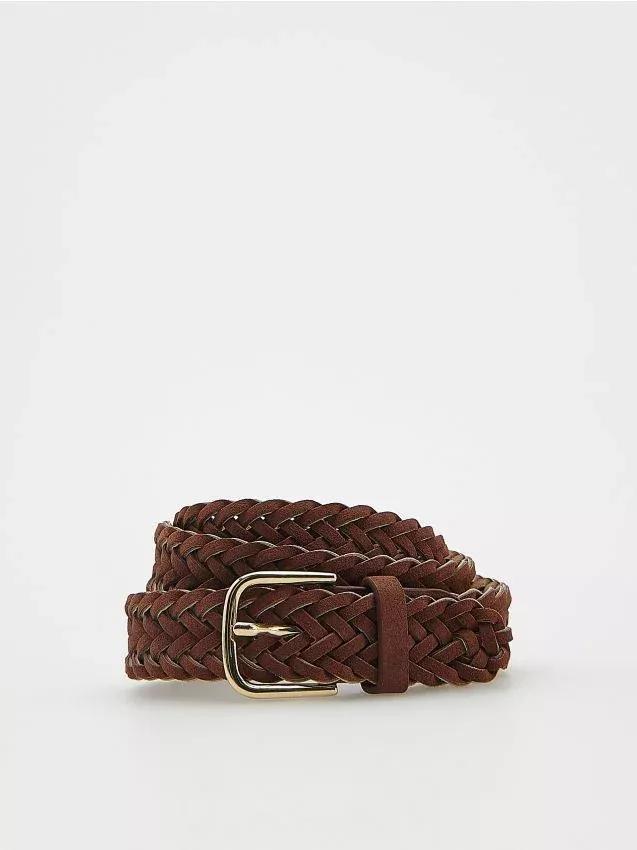 Brown Woven Belt With Buckle, , large image number 0