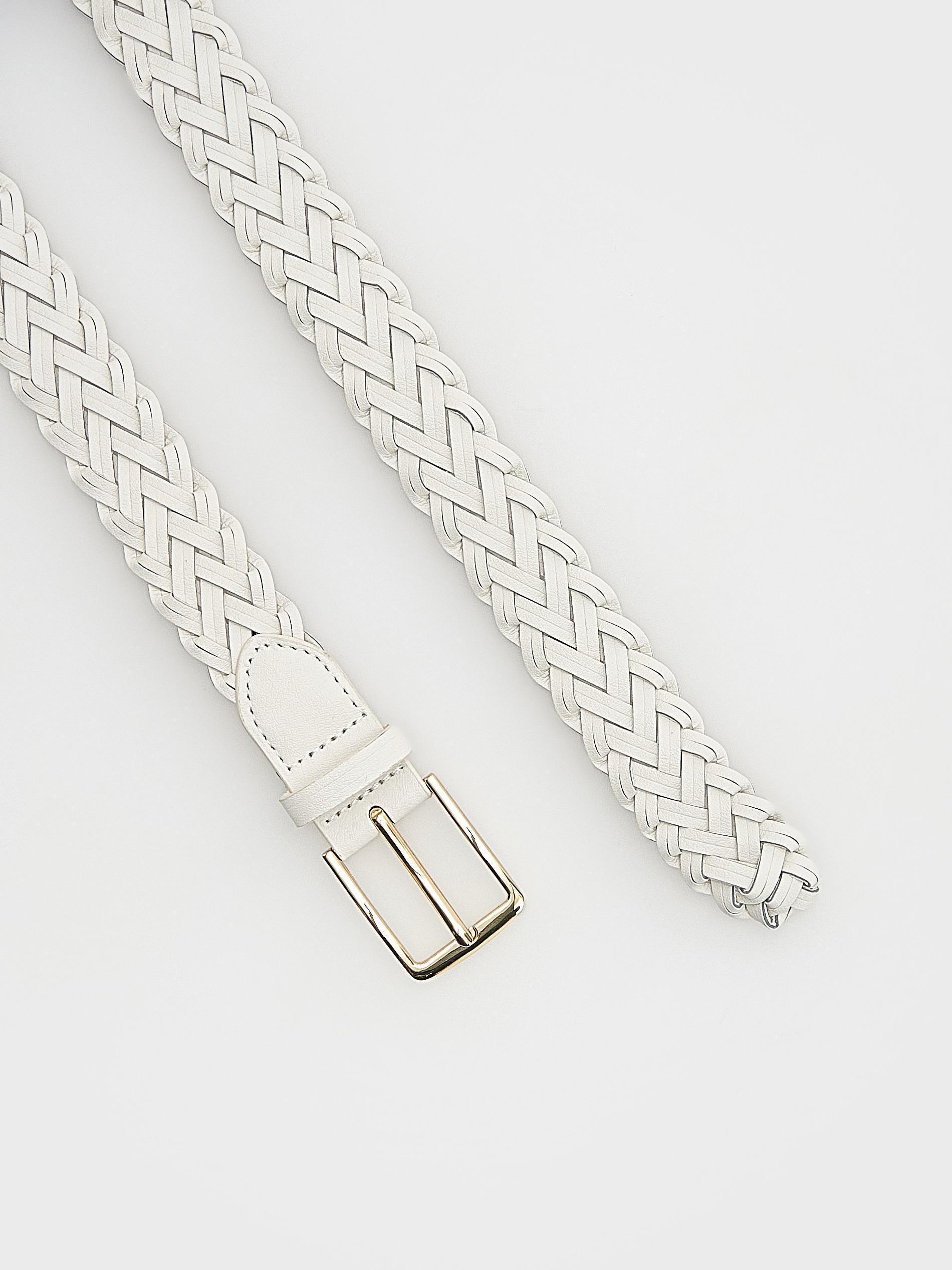 Reserved - White Woven Belt With Buckle