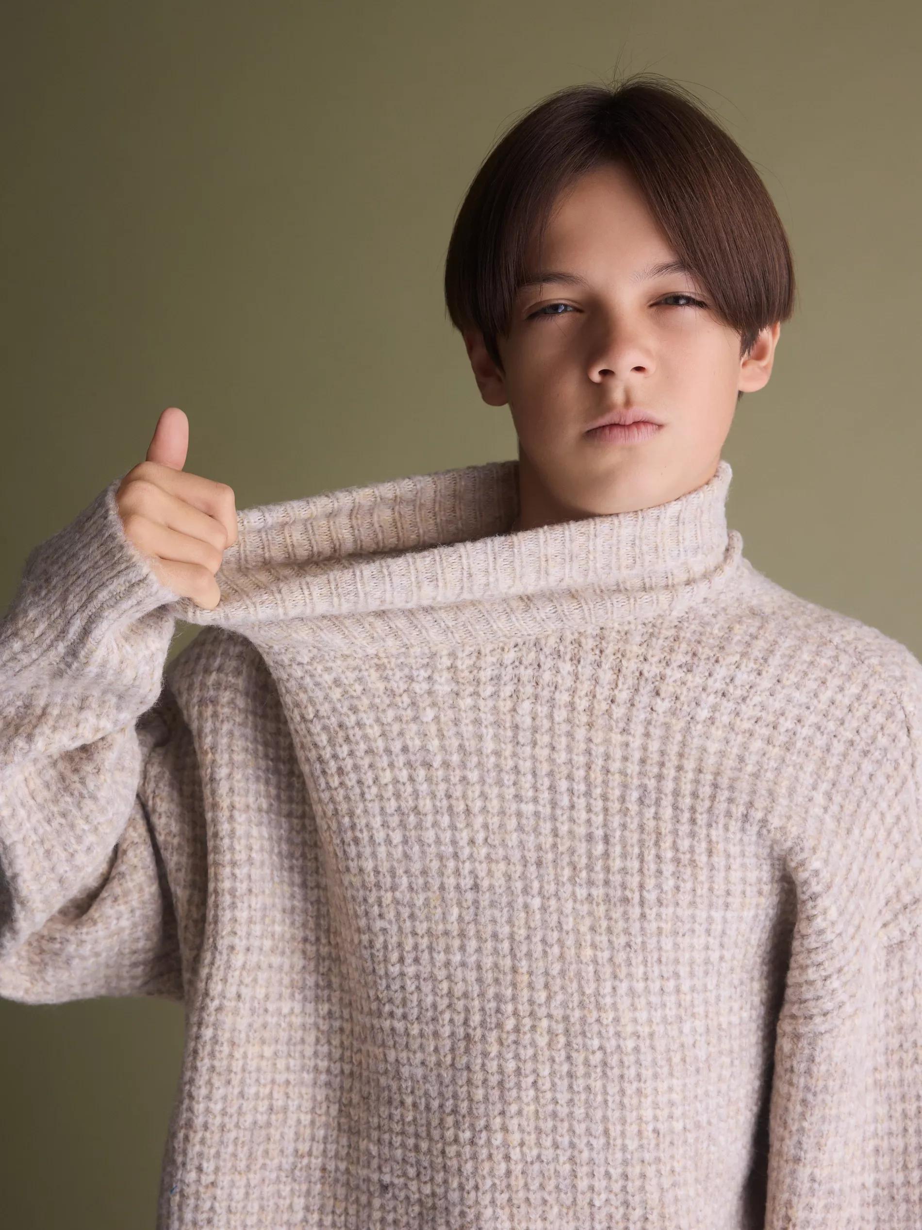 CREAM Turtleneck with wool blend, Ivory, large image number 2