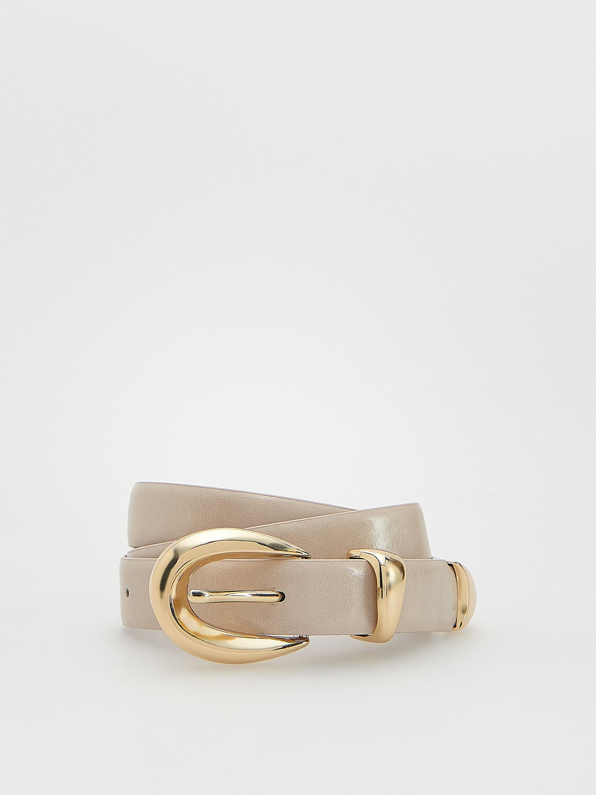Reserved - Beige Leather Belt With Buckle