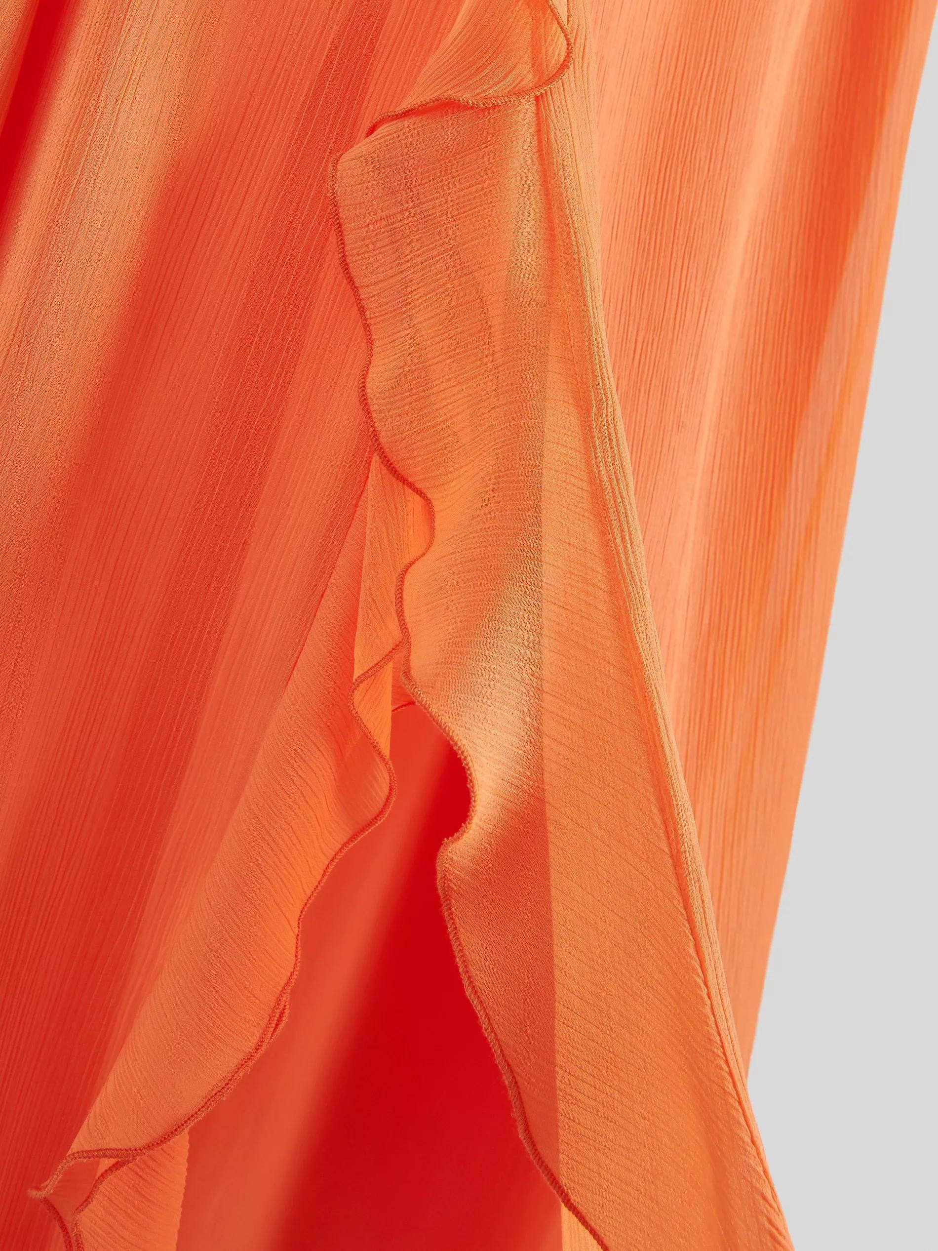 Orange Ruffle Details Midi Dress, , large image number 8