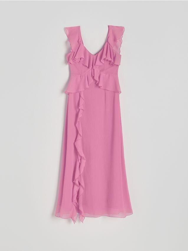 Pink Ruffle Details Midi Dress, , large image number 0
