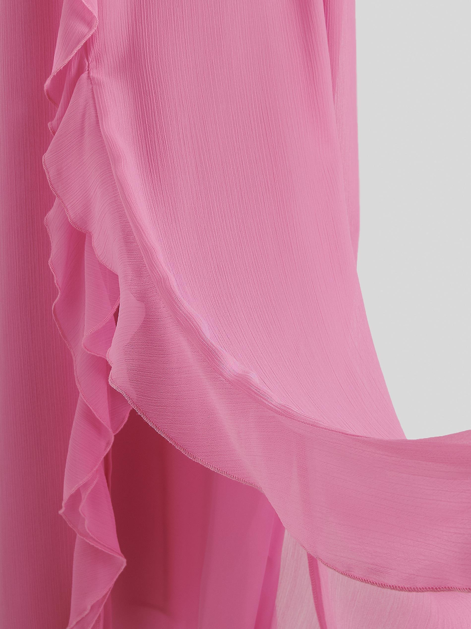 Pink Ruffle Details Midi Dress, , large image number 3