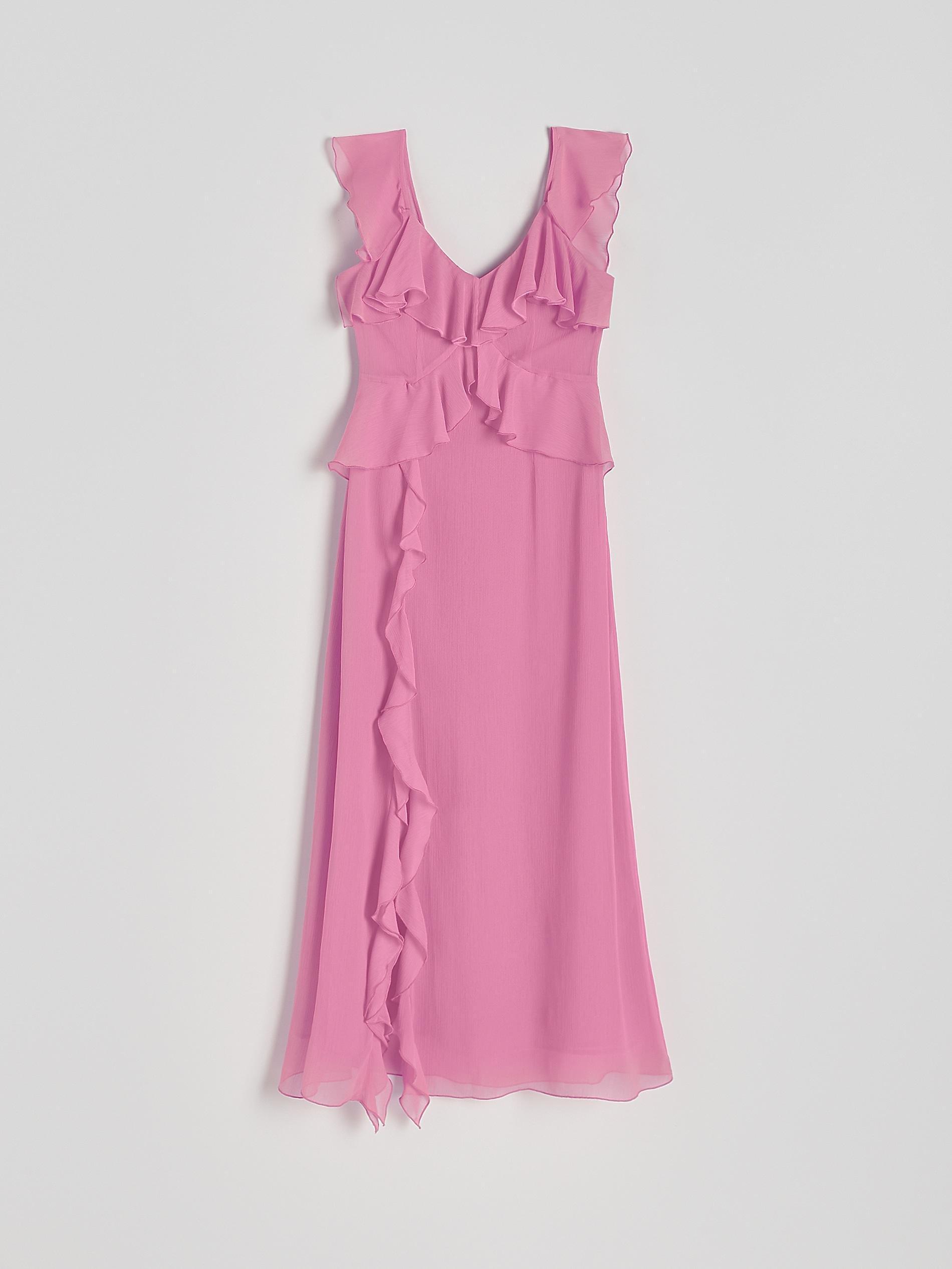 Pink Ruffle Details Midi Dress, , large image number 8