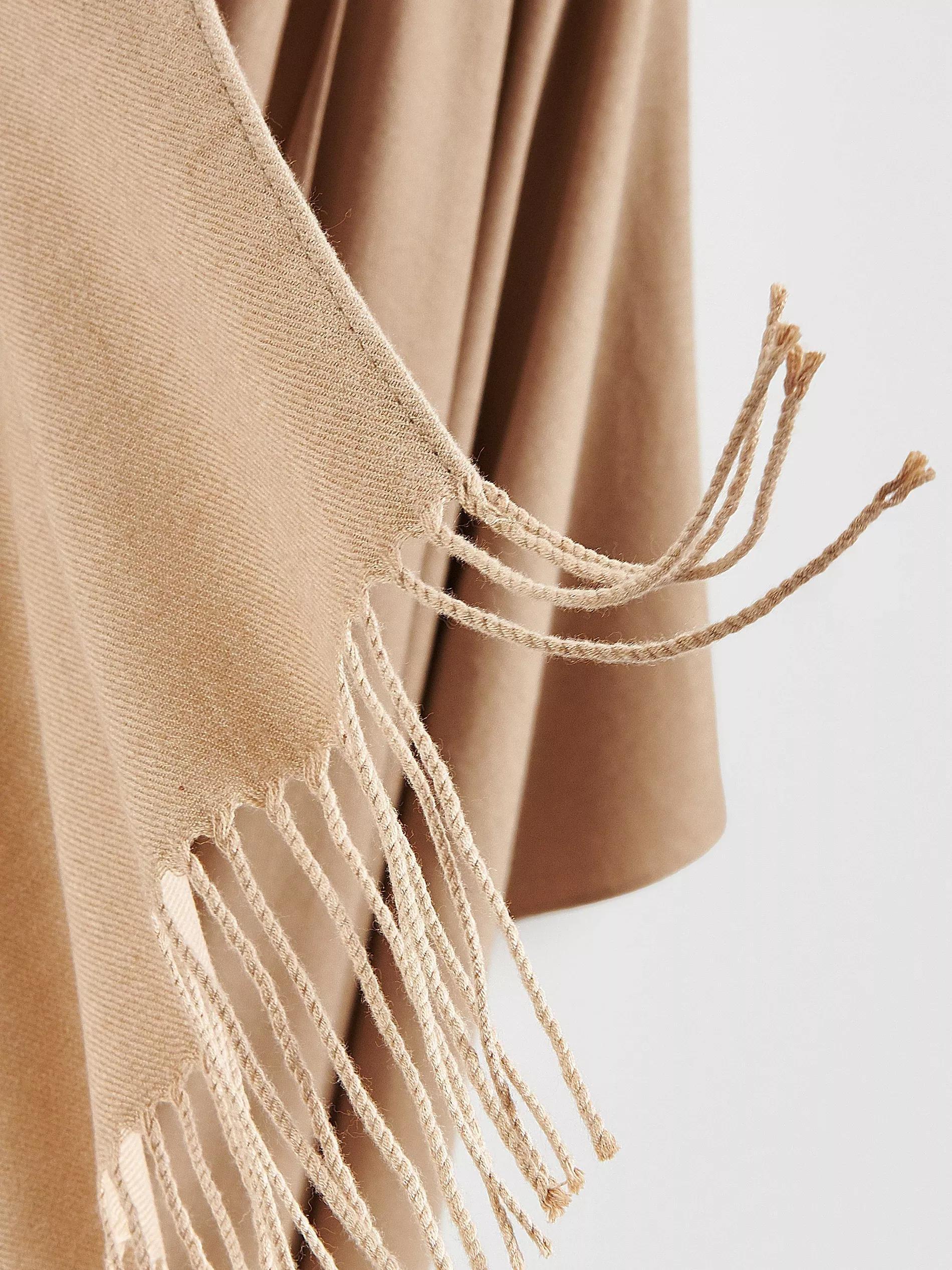 Beige Poncho With Fringes, Beige, large image number 1