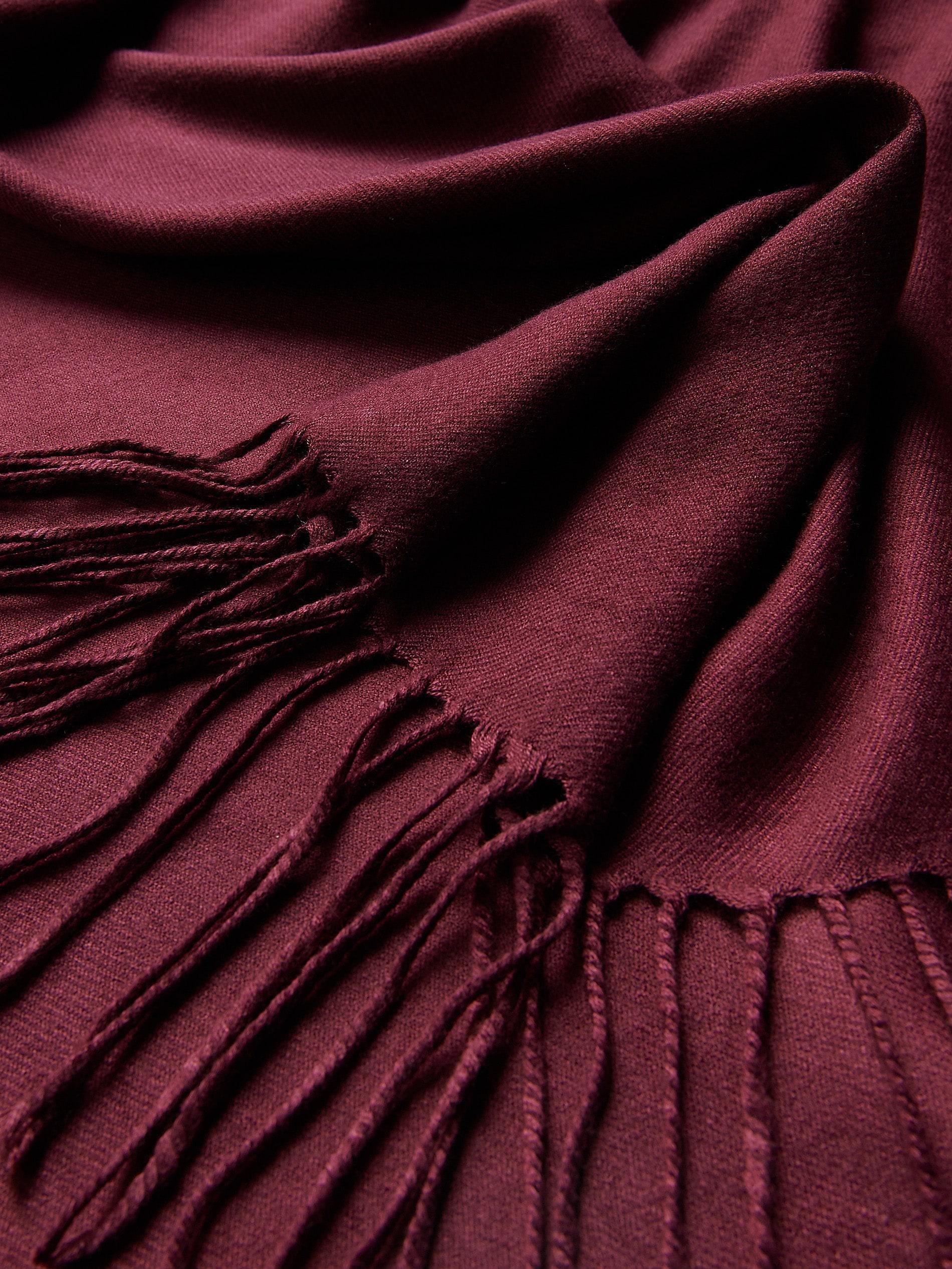 Burgundy Poncho With Fringes, Purple, large image number 1