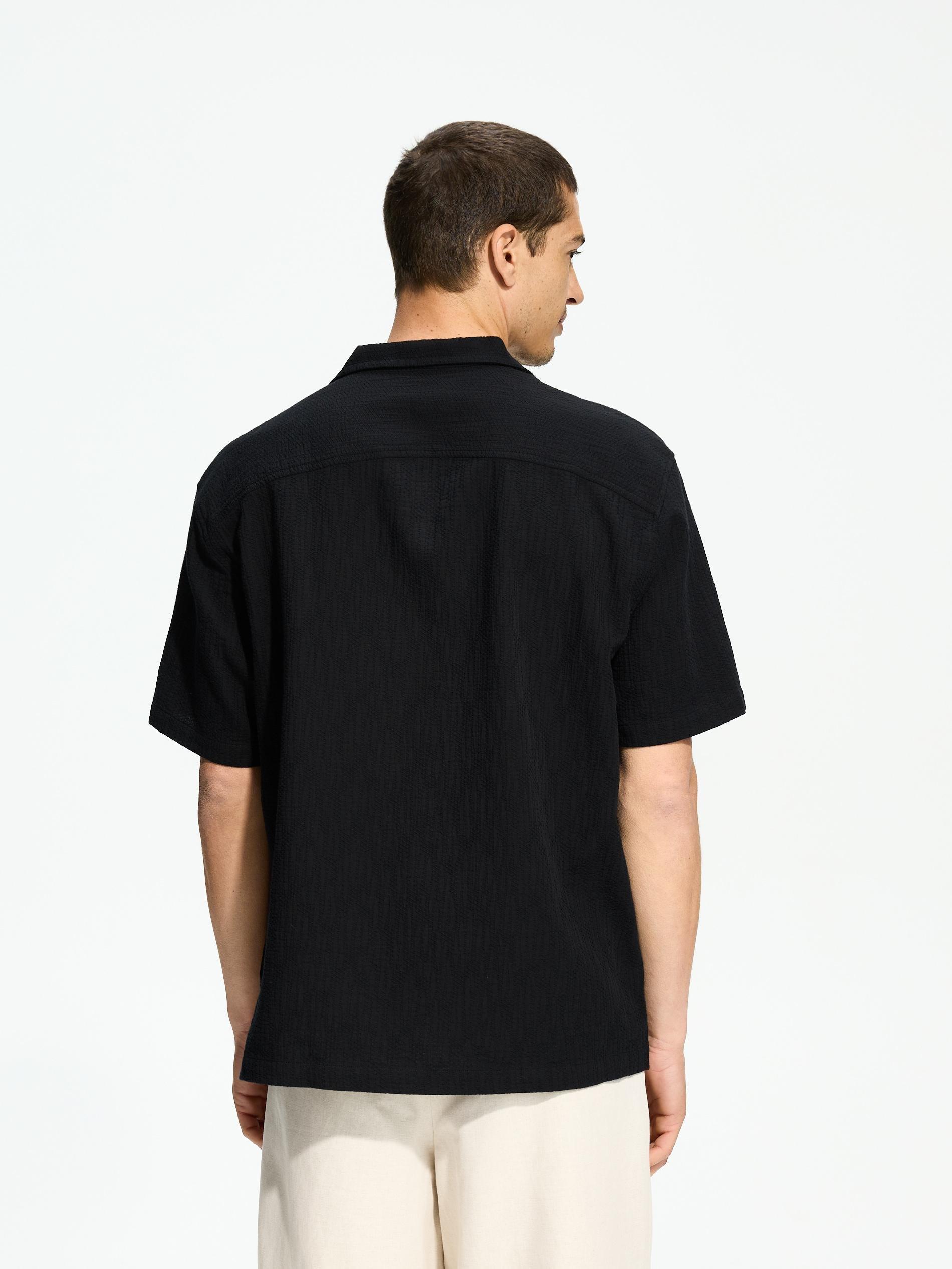Black Structural Fabric Regular Fit Shirt, Black, large image number 2