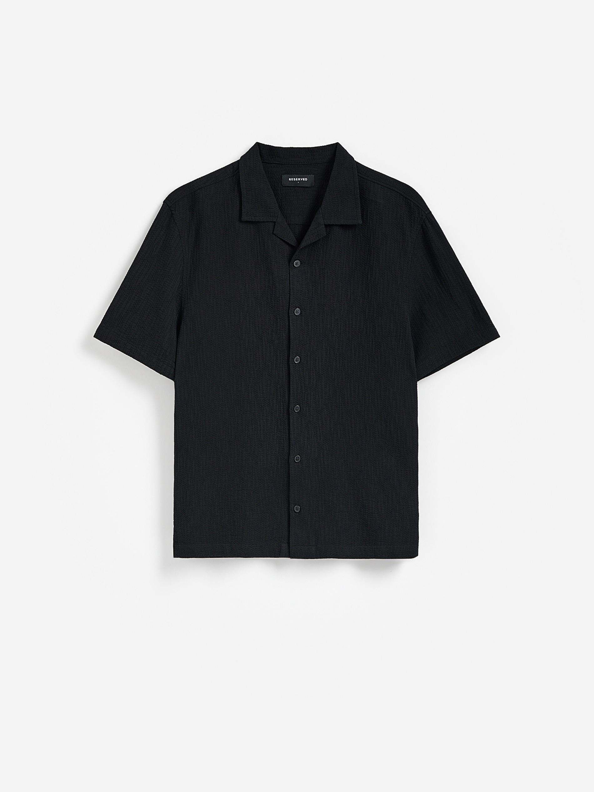 Black Structural Fabric Regular Fit Shirt, Black, large image number 3