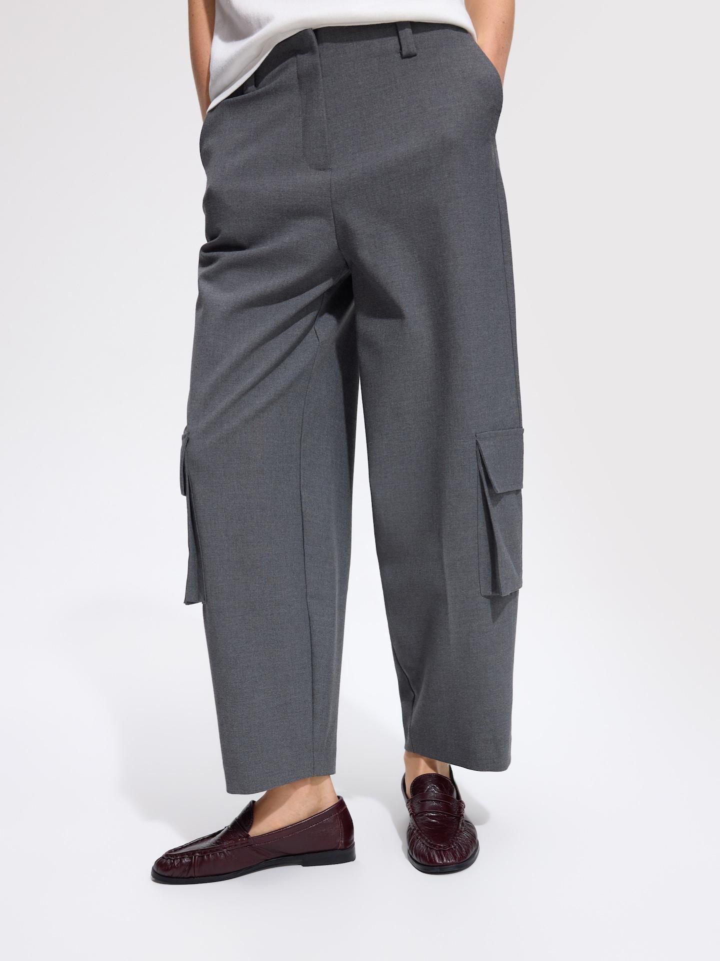 Grey Trousers With Cargo Pockets, Grey, medium