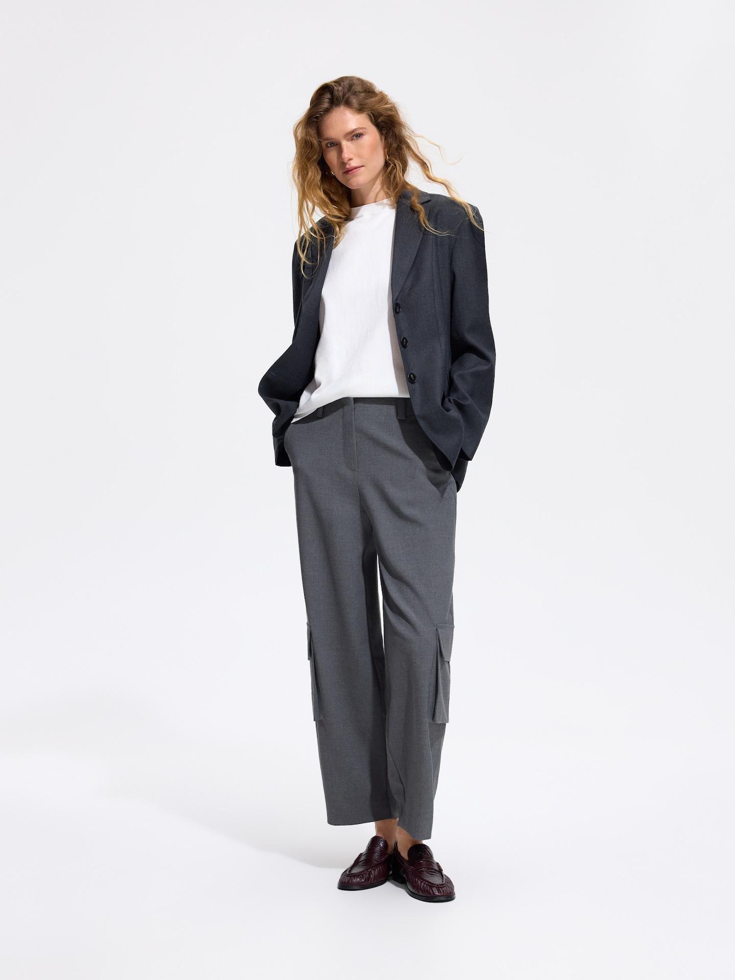 Grey Trousers With Cargo Pockets, Grey, large image number 2