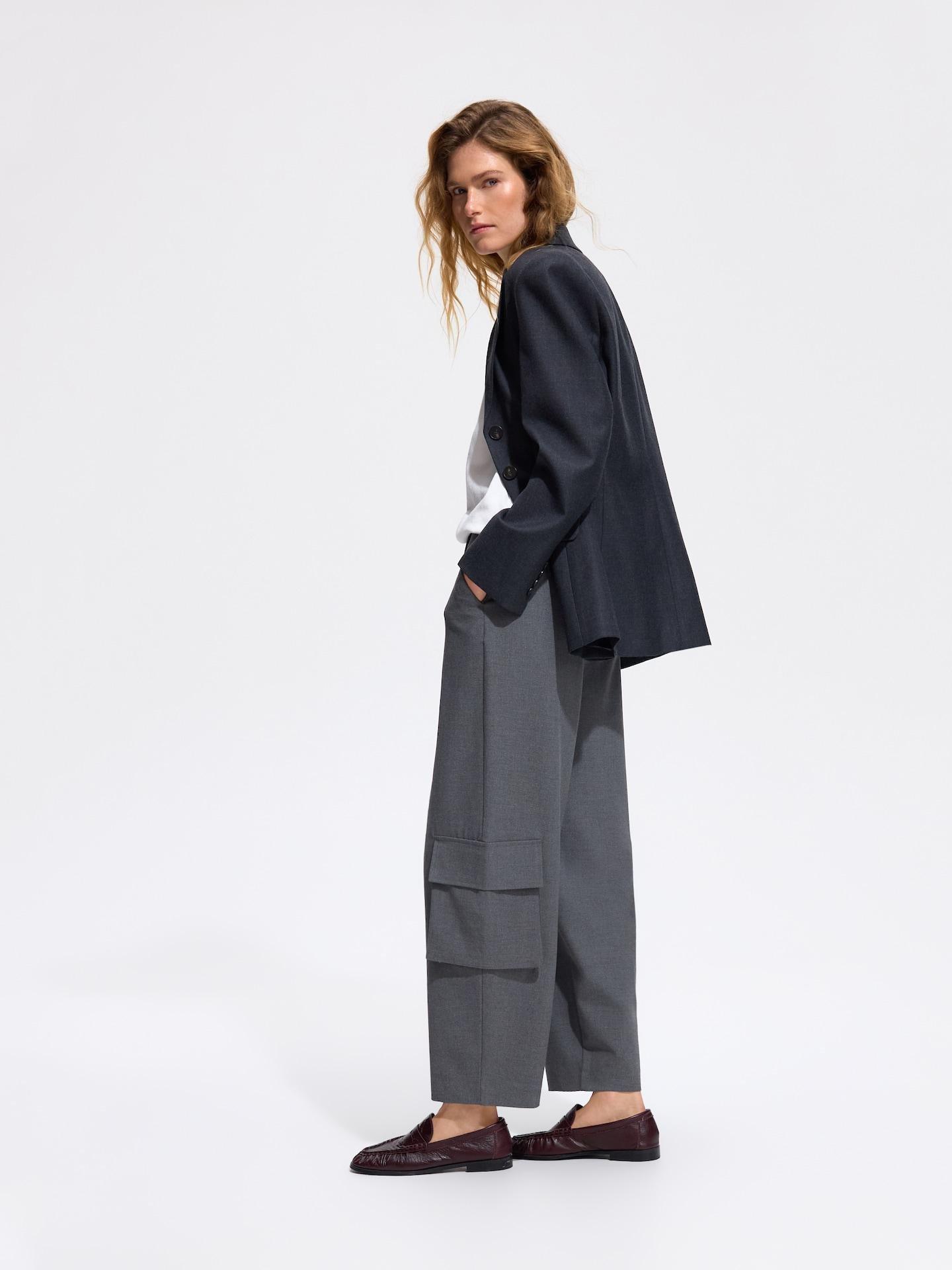 Grey Trousers With Cargo Pockets, Grey, large image number 3