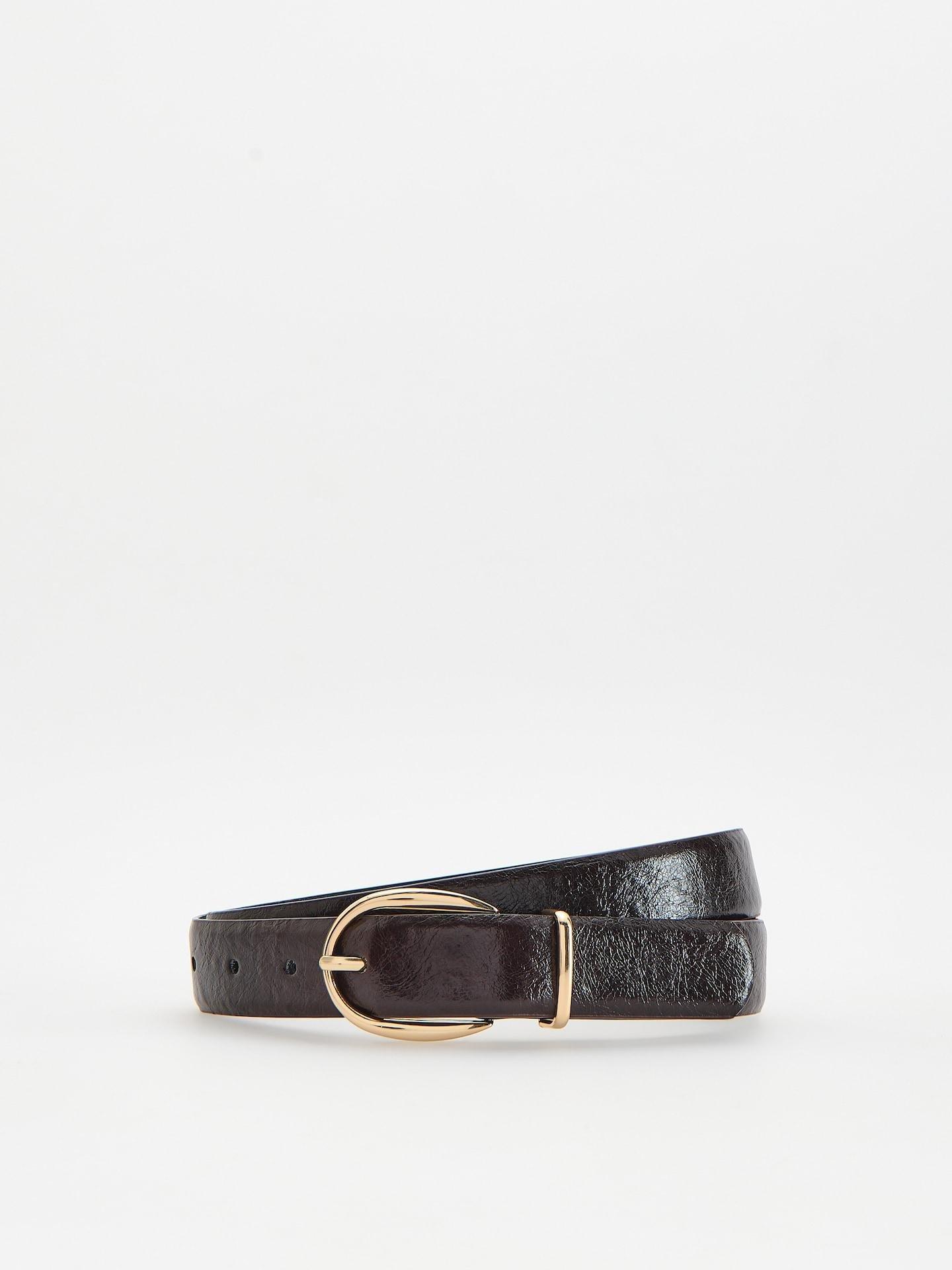 Red Buckle Belt, Burgundy, medium