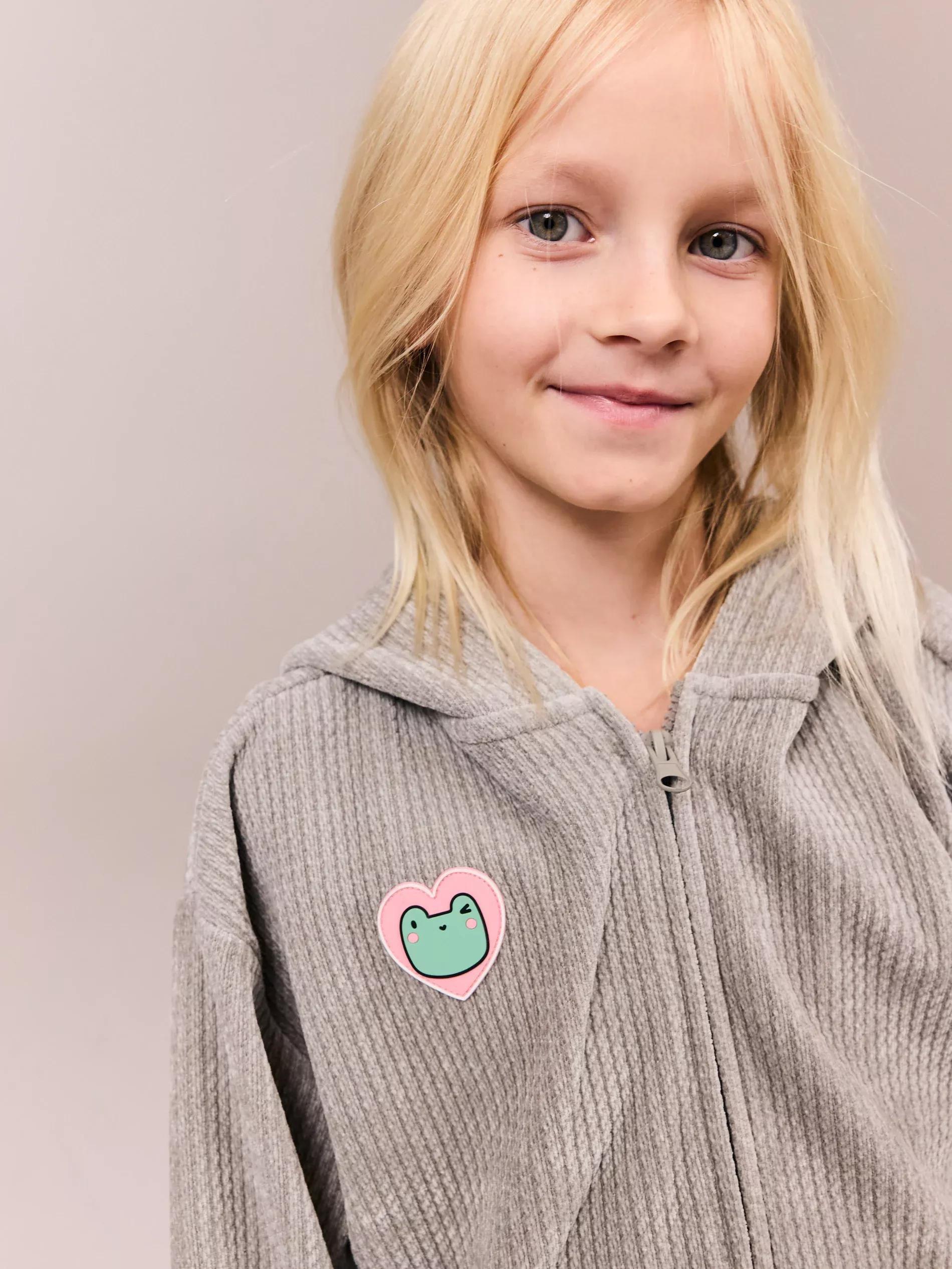 Grey Hooded Knitted Sweater, Kids Girls, , large image number 5