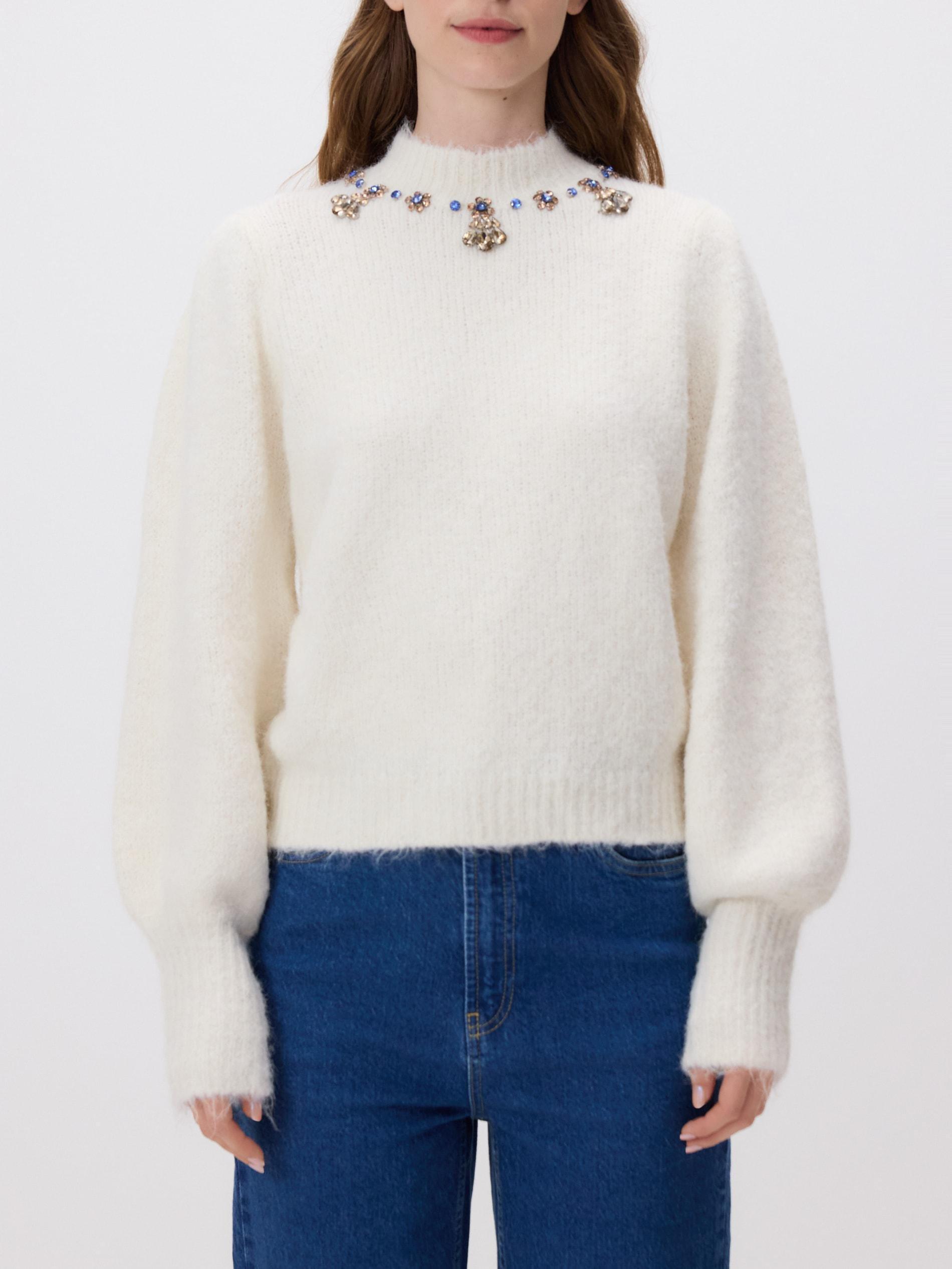 Beige Jumper With Jewellery Appliqu&oslash;&pound;&Acirc;&copy;, Ivory, medium