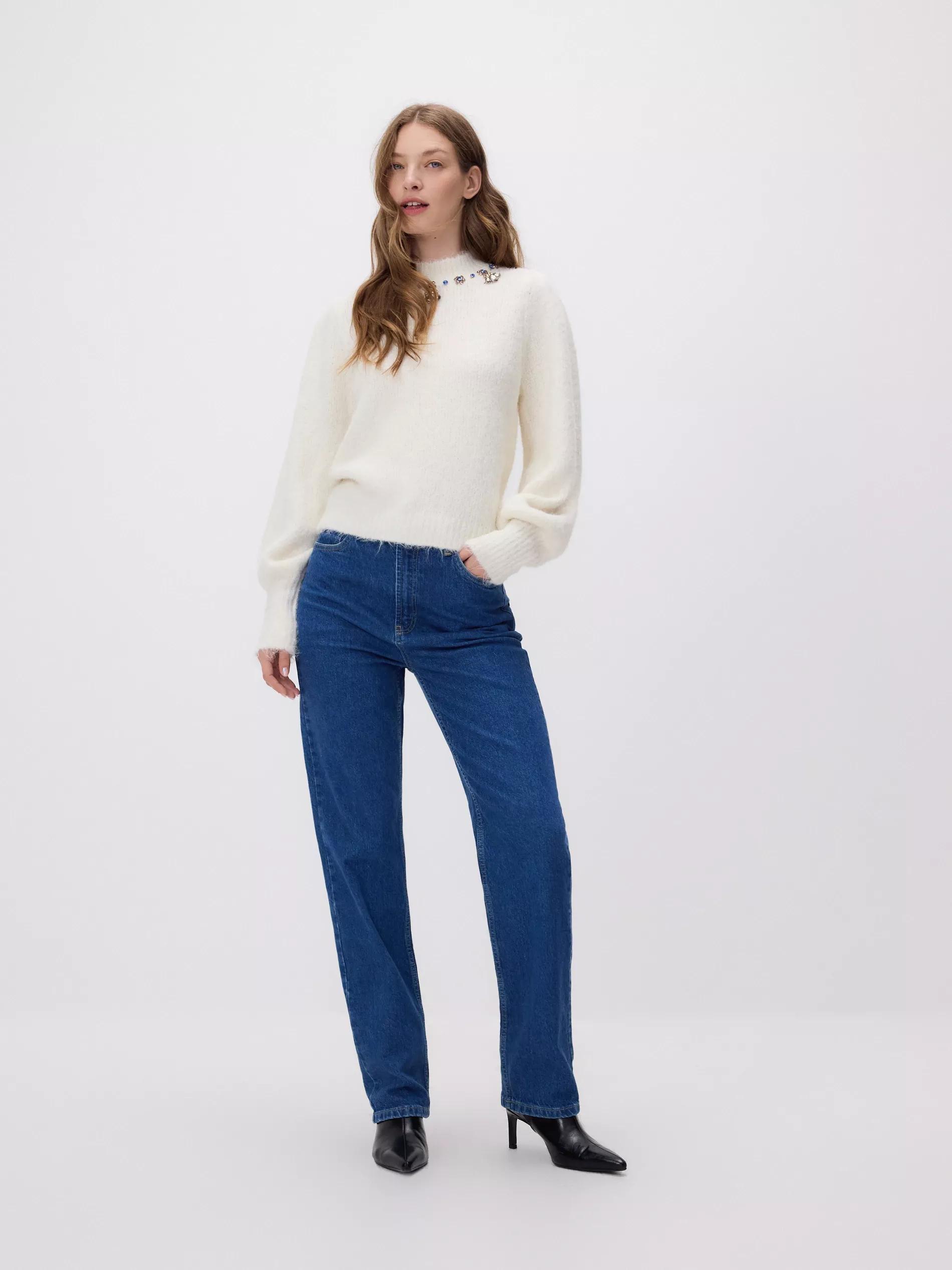 Beige Jumper With Jewellery Appliqu&oslash;&pound;&Acirc;&copy;, Ivory, medium