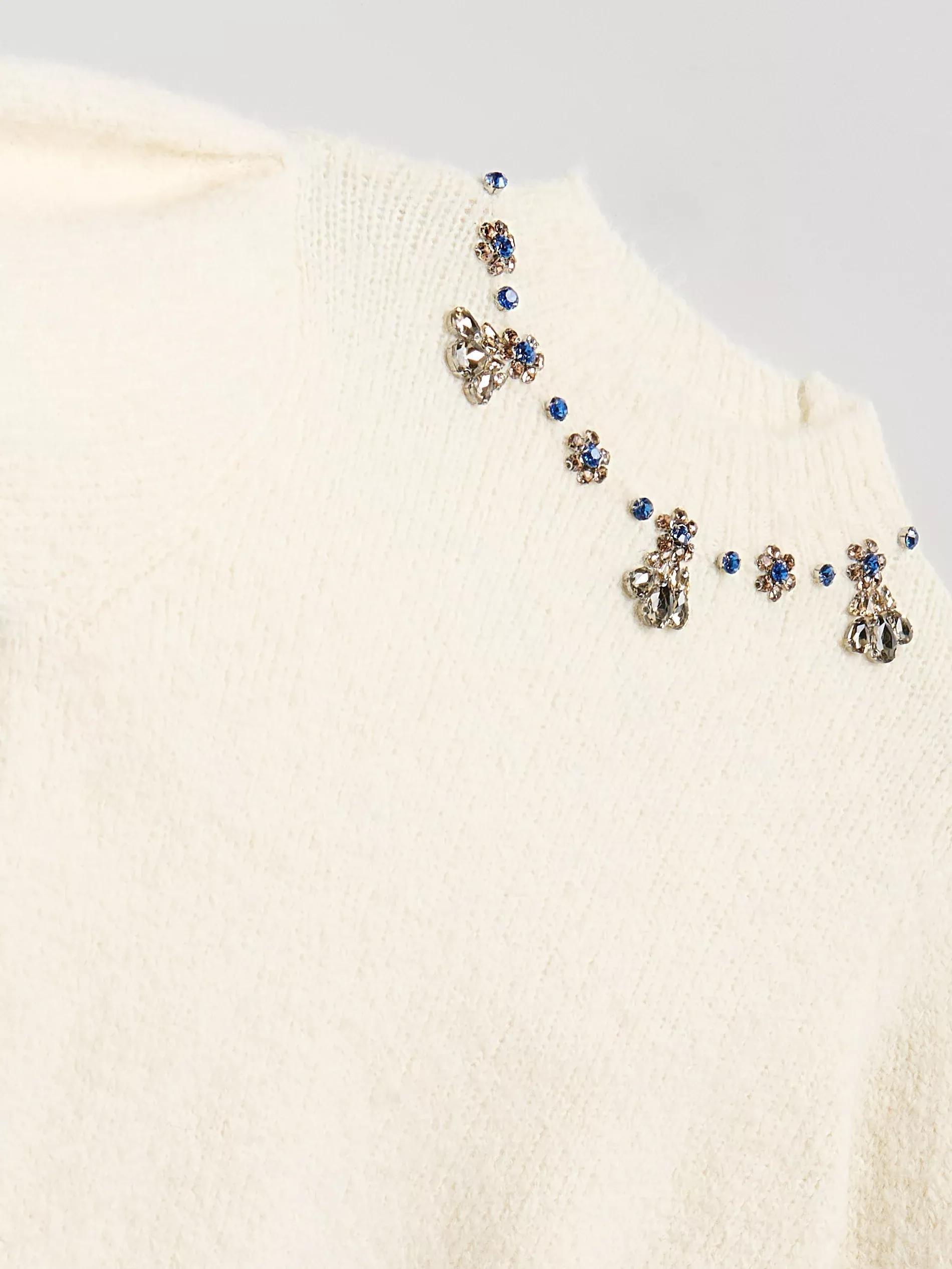 Beige Jumper With Jewellery Appliqu&oslash;&pound;&Acirc;&copy;, Ivory, large image number 5