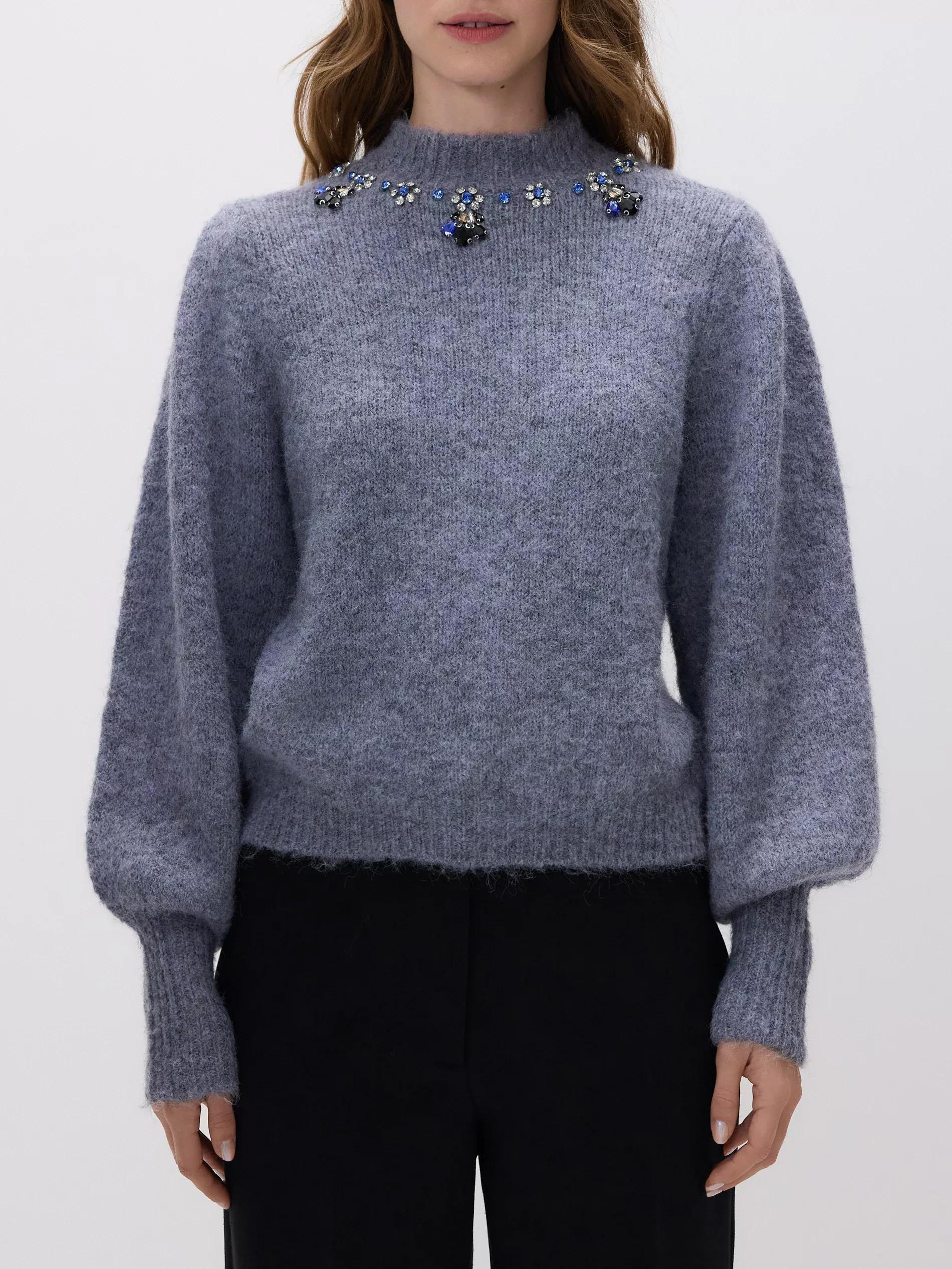 Navy Jumper With Jewellery Appliqu&oslash;&pound;&Acirc;&copy;, Blue, large image number 1