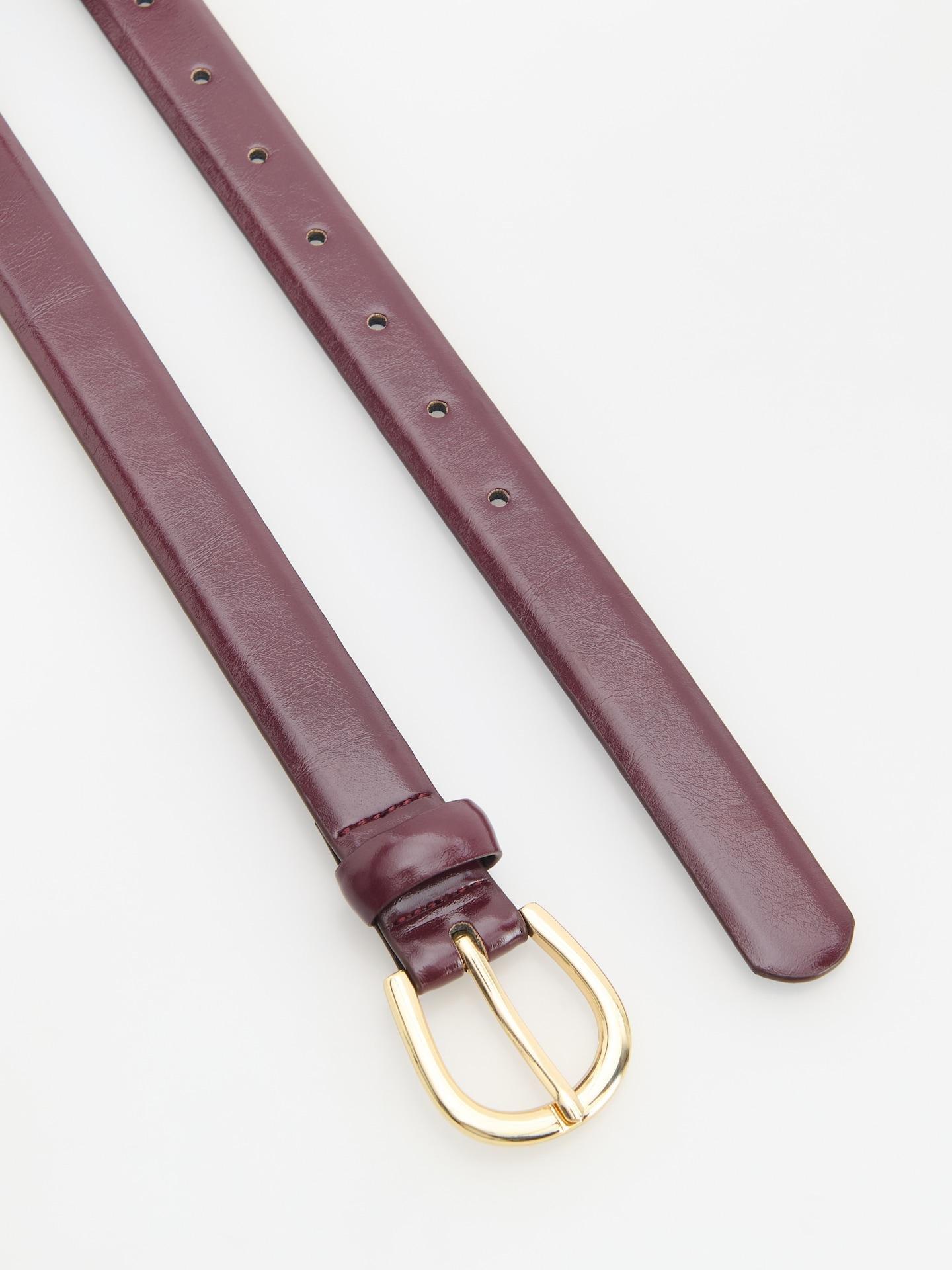 Red Combined Materials Belt, Burgundy, medium
