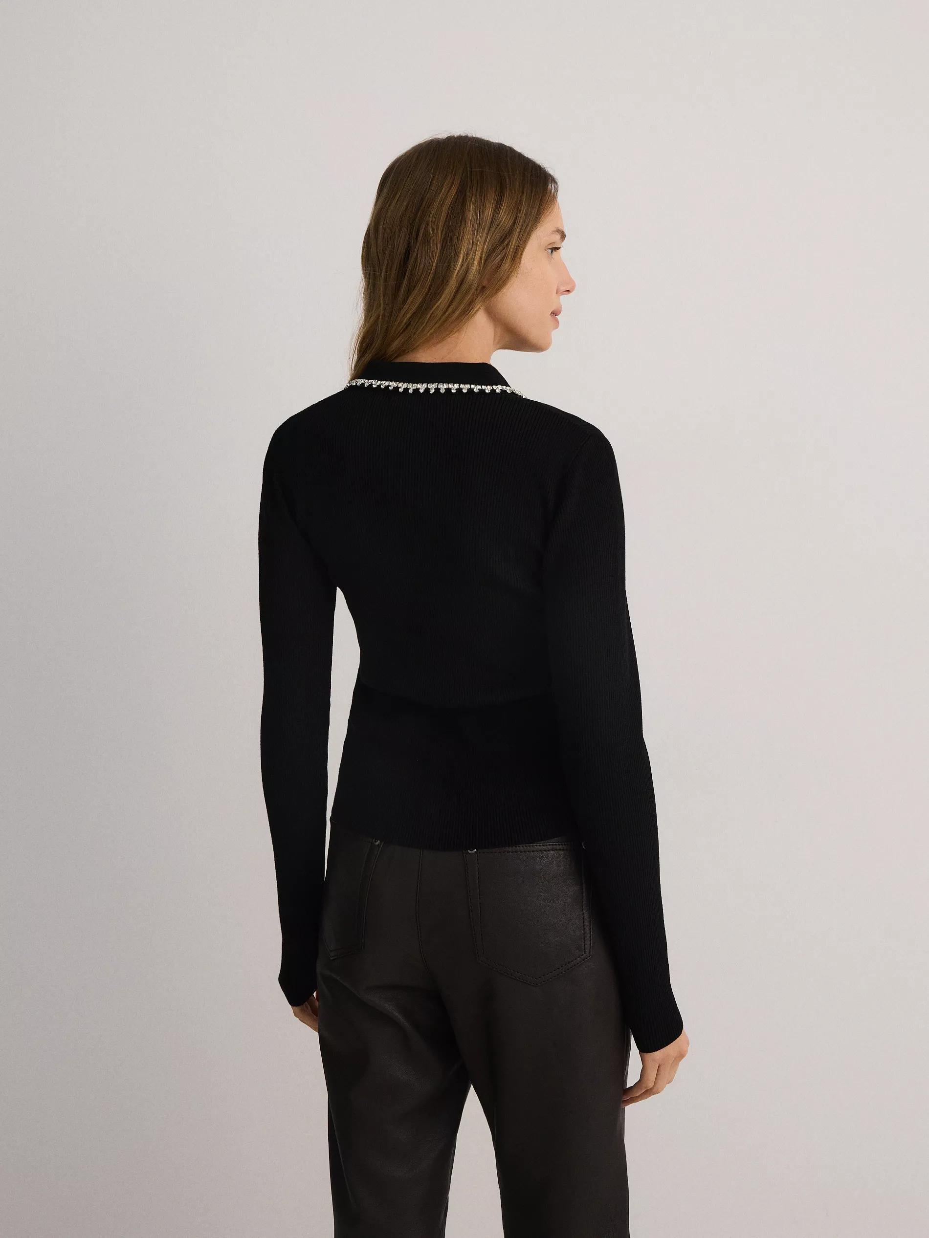 Black Blouse With A Decorative Collar, , large image number 5