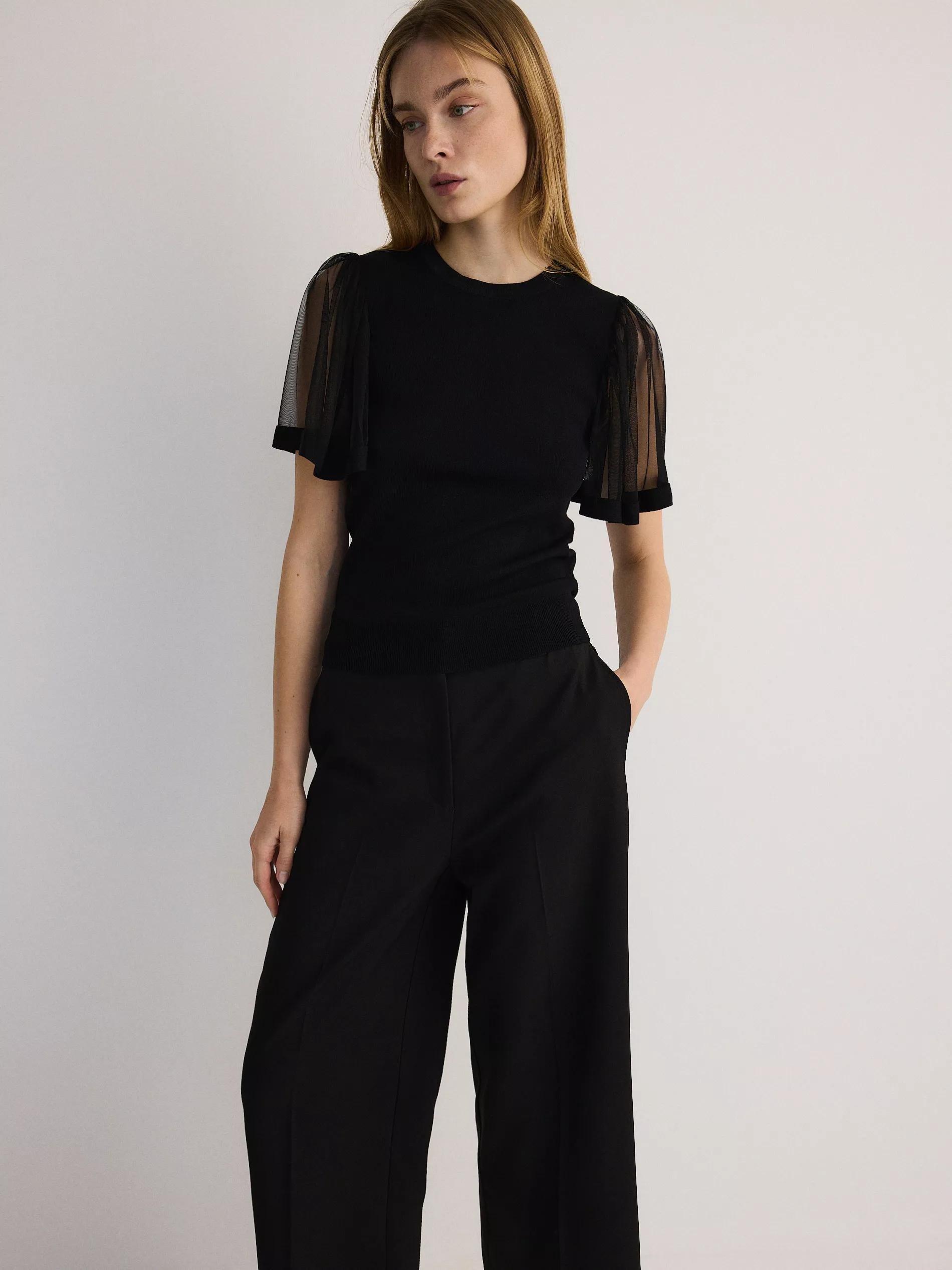 Black Blouse With Decorative Sleeves, , large image number 3