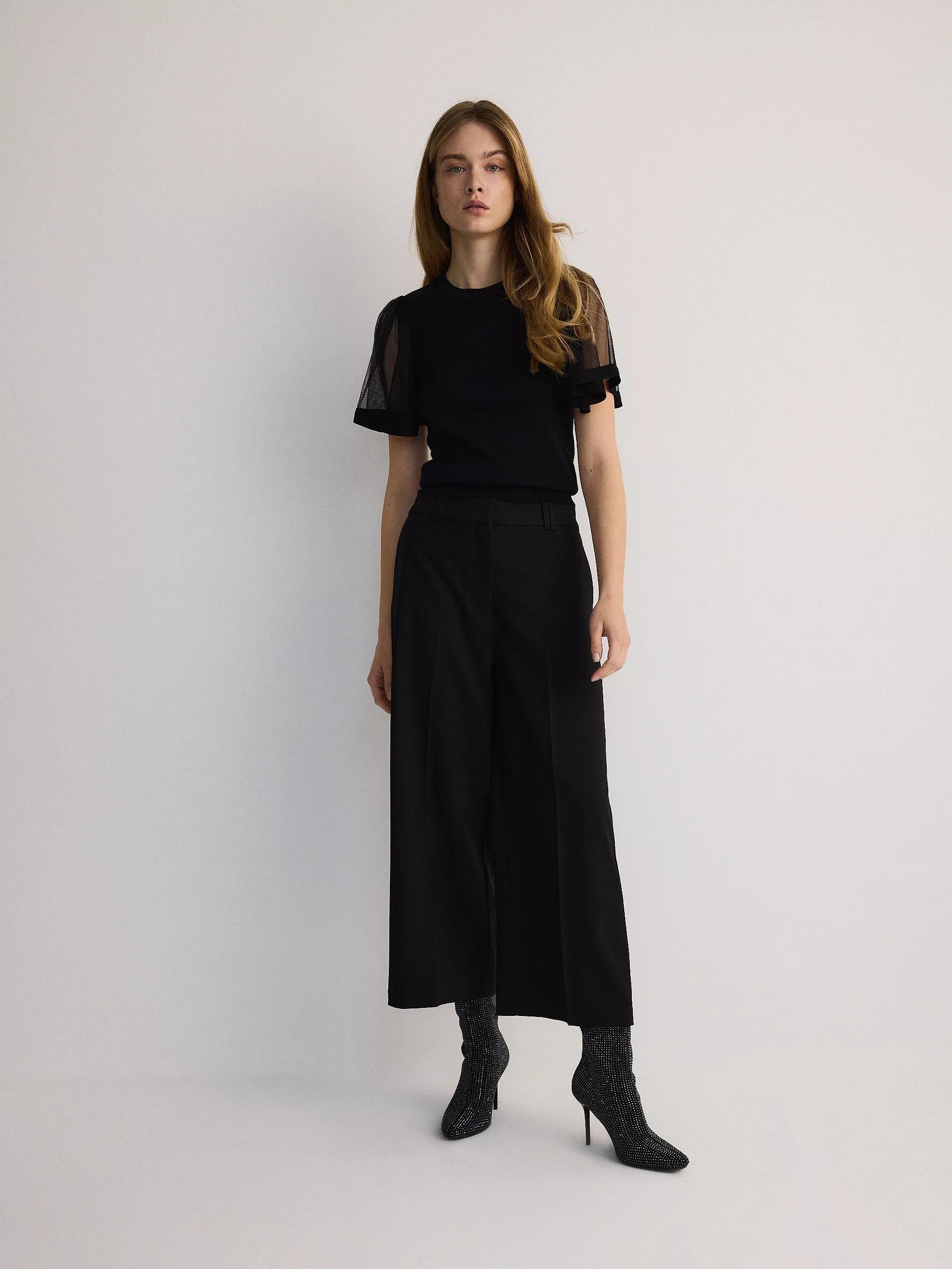 Black Blouse With Decorative Sleeves, , large image number 4