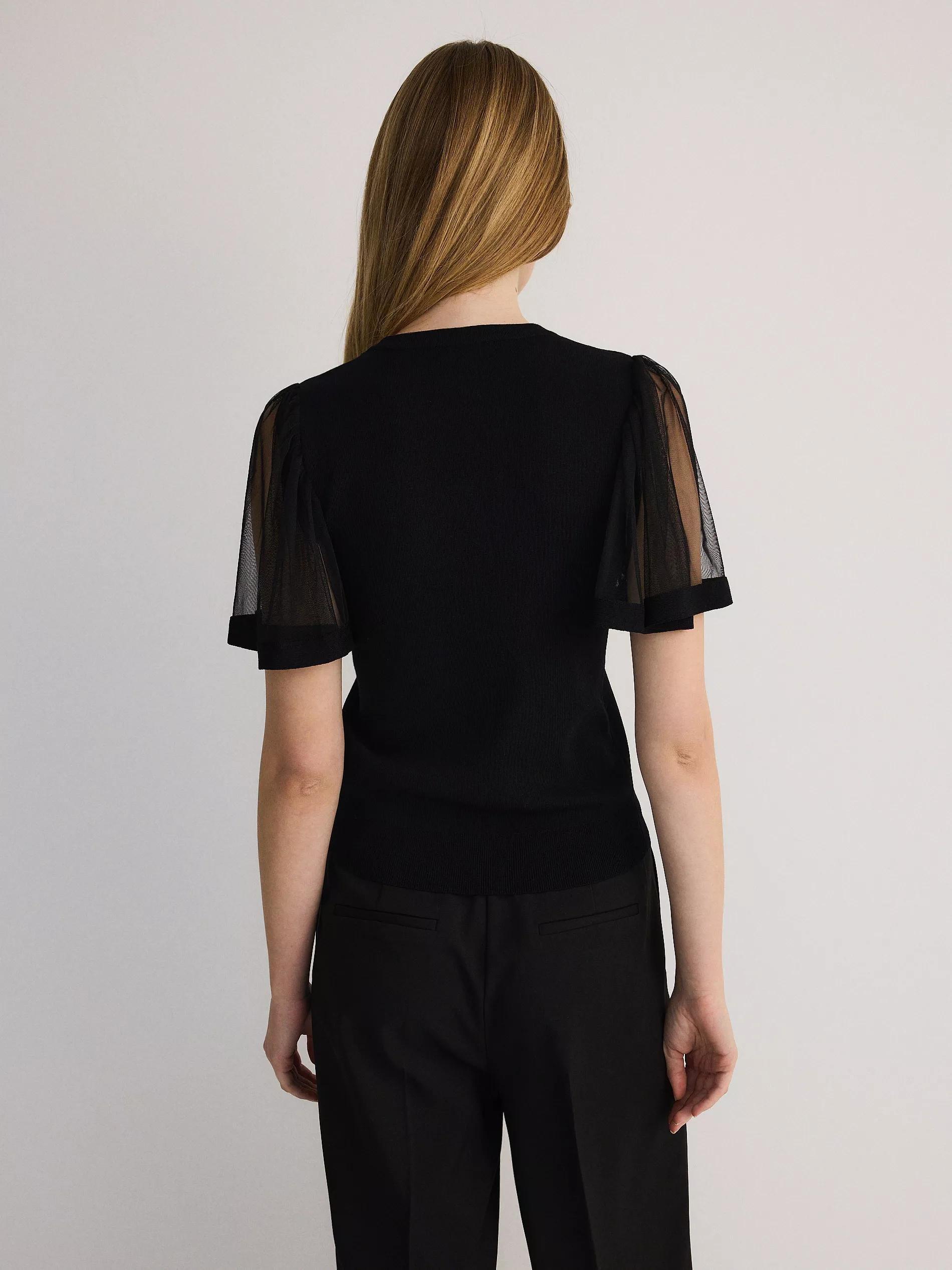 Black Blouse With Decorative Sleeves, , large image number 5